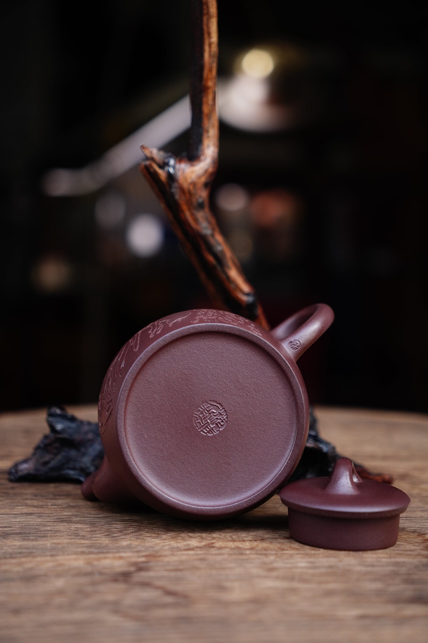 Full Handmade Handuo teapot purple clay 310ml