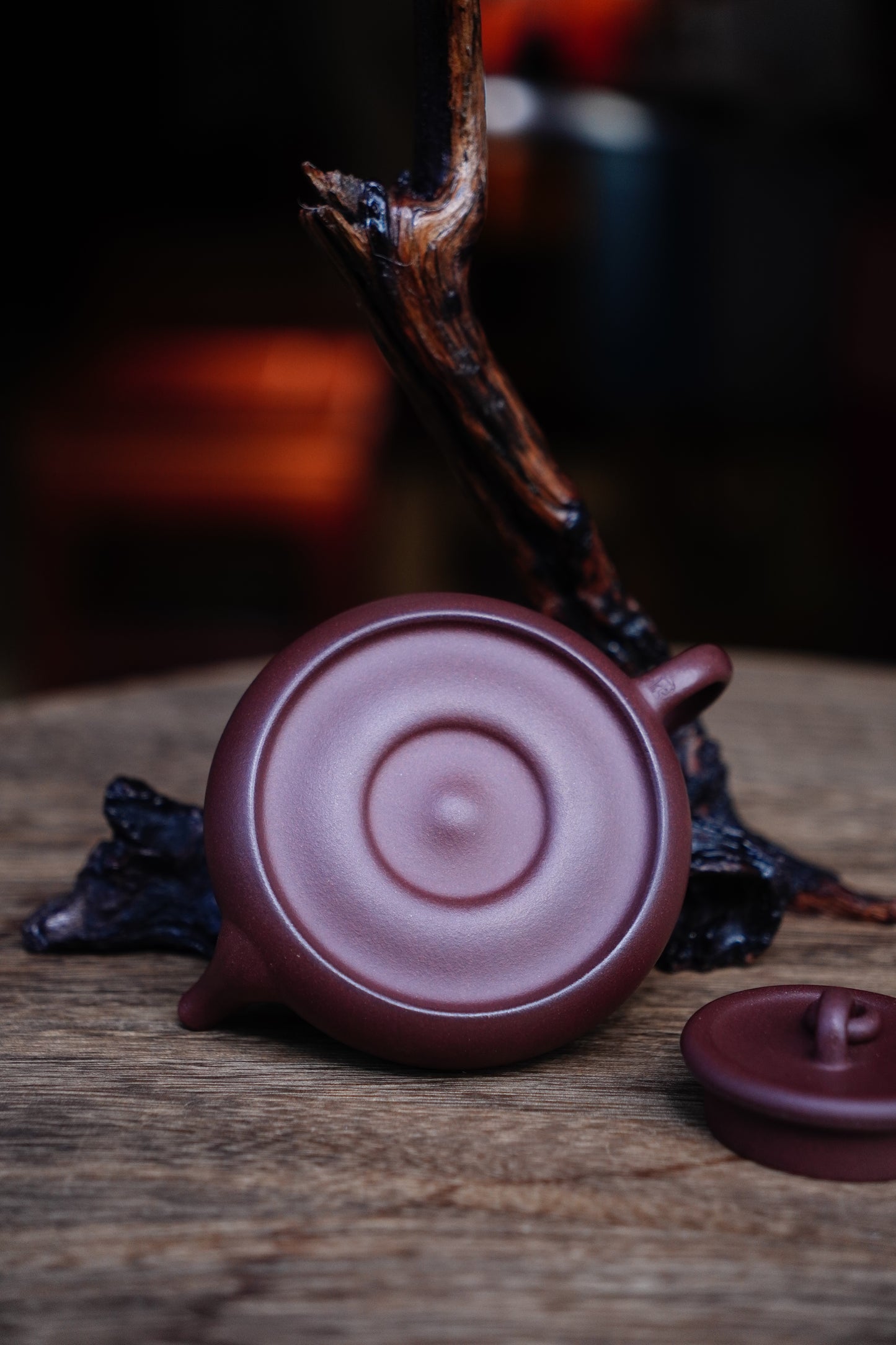 Handmade gourd teapot purple clay 130ml