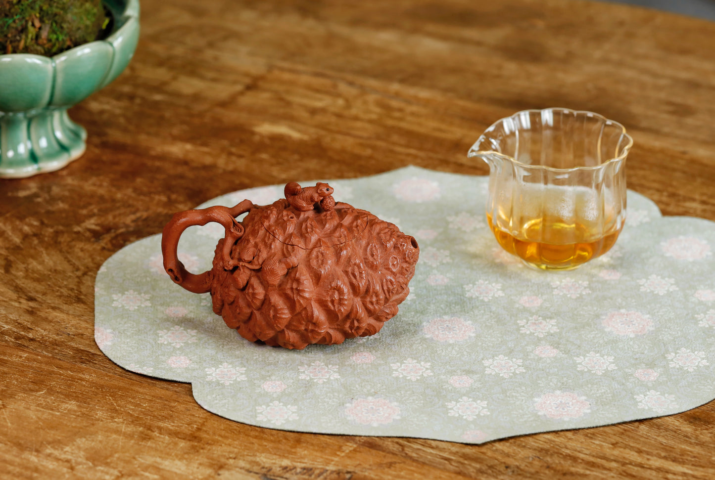 180ml Yixing Zisha Teapot with Squirrel and Pinecone Design – Hong Jiangpo Ni Purple Clay Handmade Chinese Gongfu Teapot