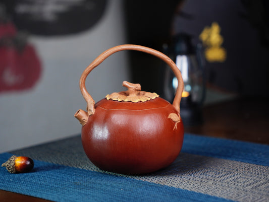 Persimmon Teapot, Ceramic Teapot, Fruit Teapot, Handmade Teapot, 400ml Teapot, Small Teapot， Japanese Style, Wabi Sabi, Japanese Tea