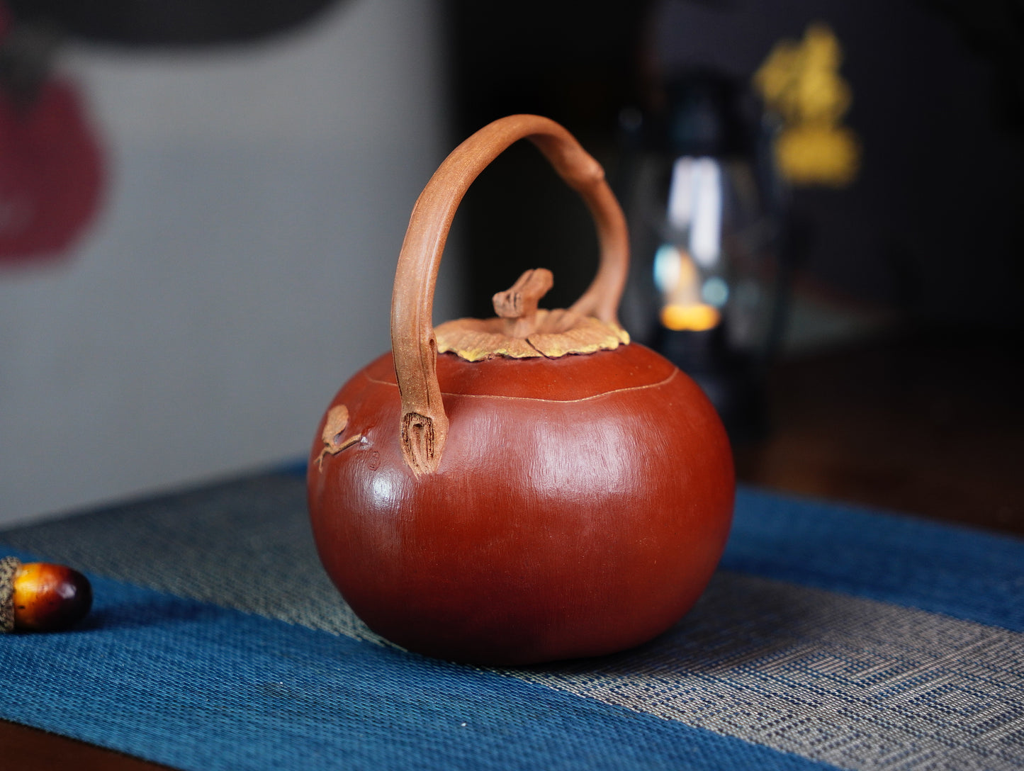Persimmon Teapot, Ceramic Teapot, Fruit Teapot, Handmade Teapot, 400ml Teapot, Small Teapot， Japanese Style, Wabi Sabi, Japanese Tea
