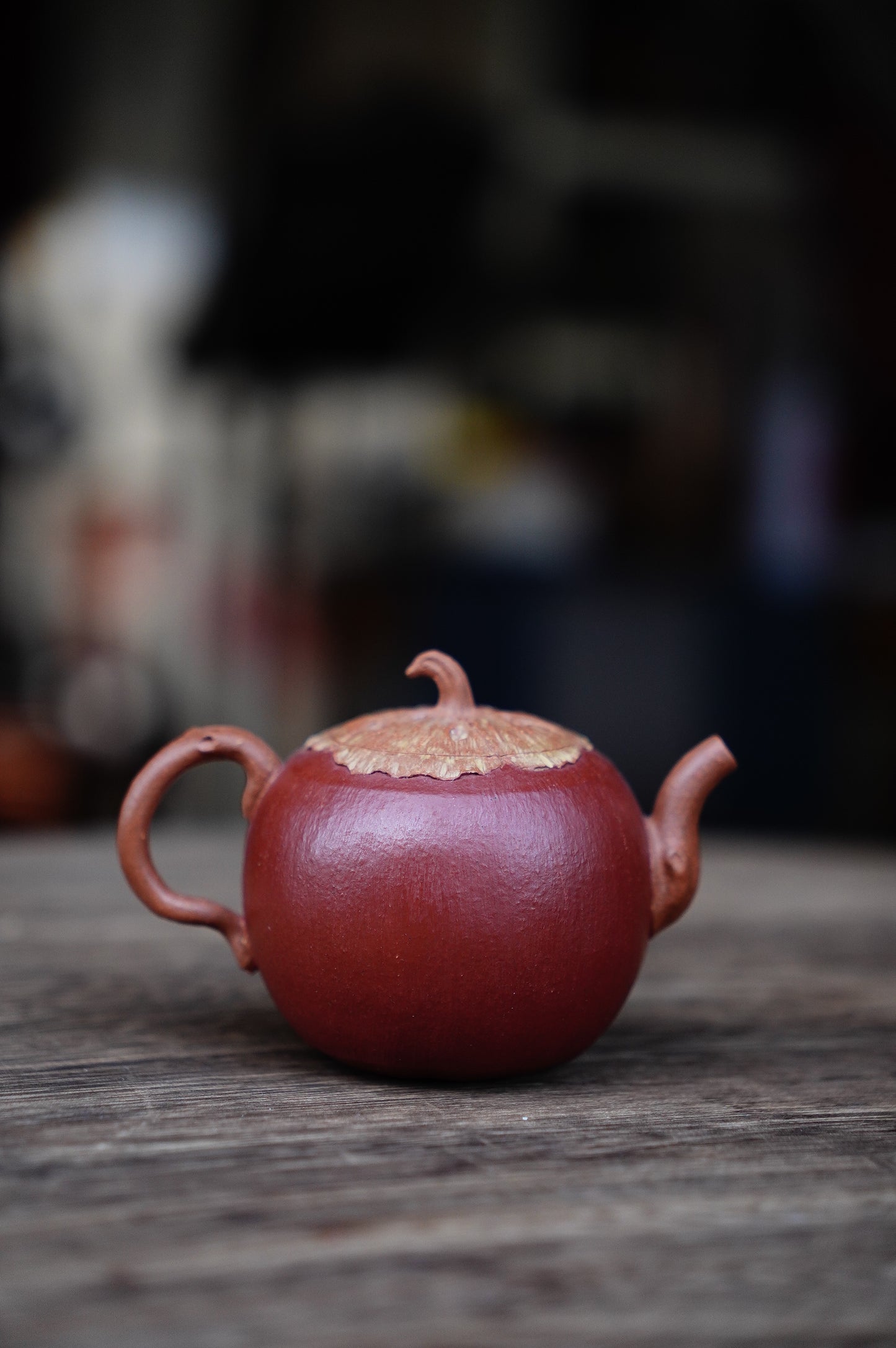 Handmade Yixing zisha clay persimmon teapot 100ml