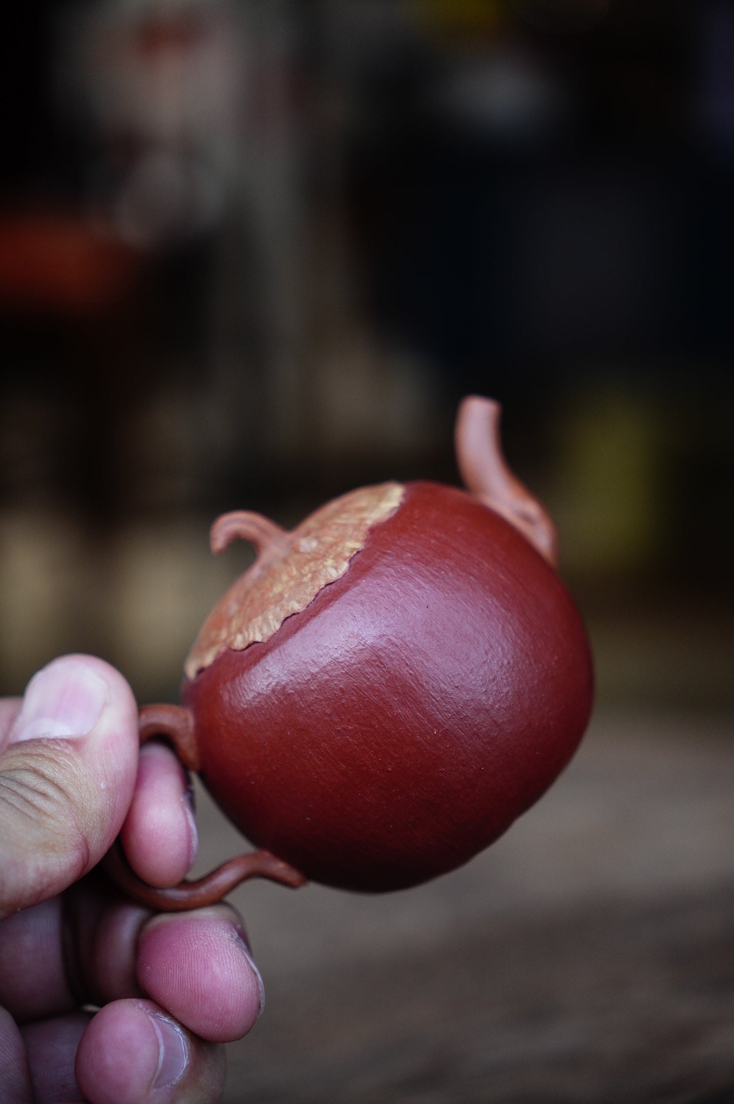 Handmade Yixing zisha clay persimmon teapot 100ml