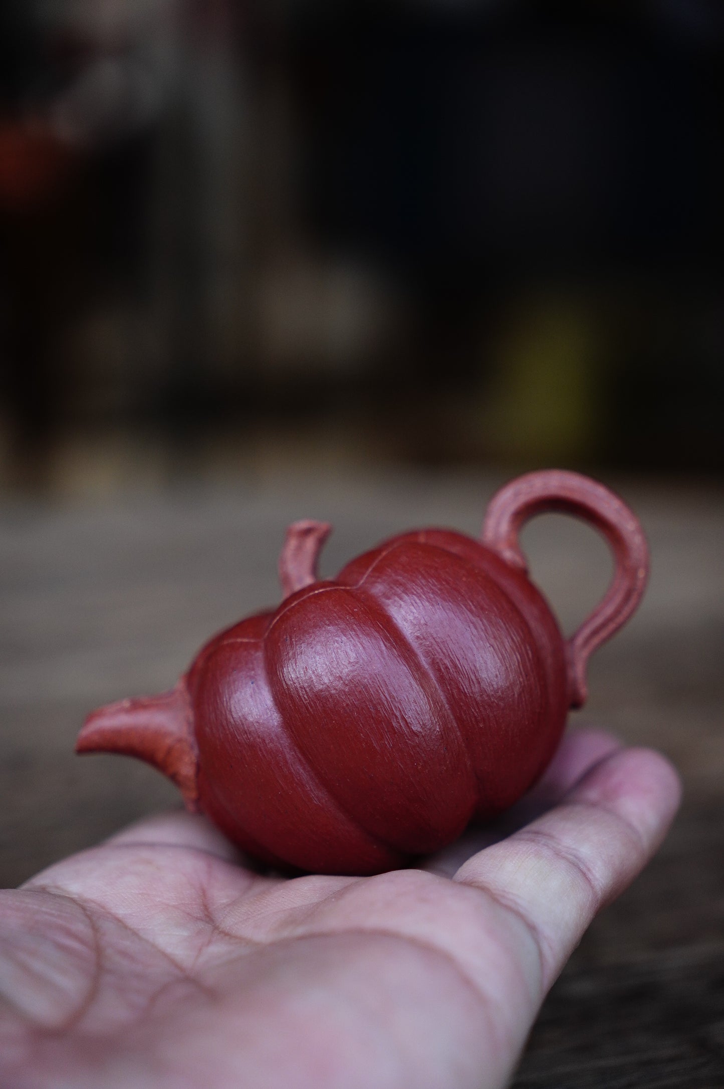 Handmade Yixing Red jianpo Clay zhuni Pumpkin Teapot, 60ml | Artistic Purple Clay Teapot, Gong Fu Cha, Unique Tea Ceremony
