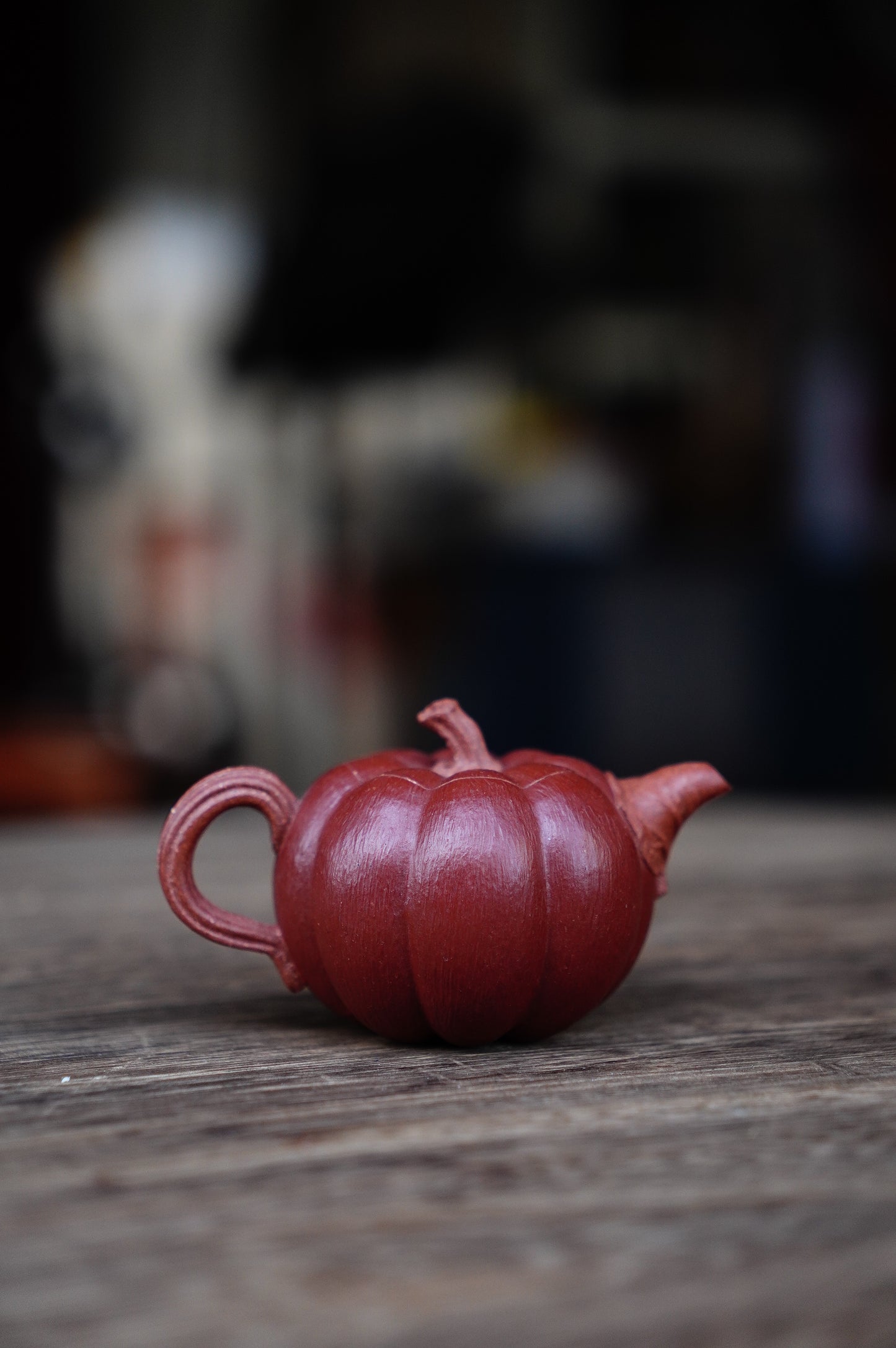 Handmade Yixing Red jianpo Clay zhuni Pumpkin Teapot, 60ml | Artistic Purple Clay Teapot, Gong Fu Cha, Unique Tea Ceremony