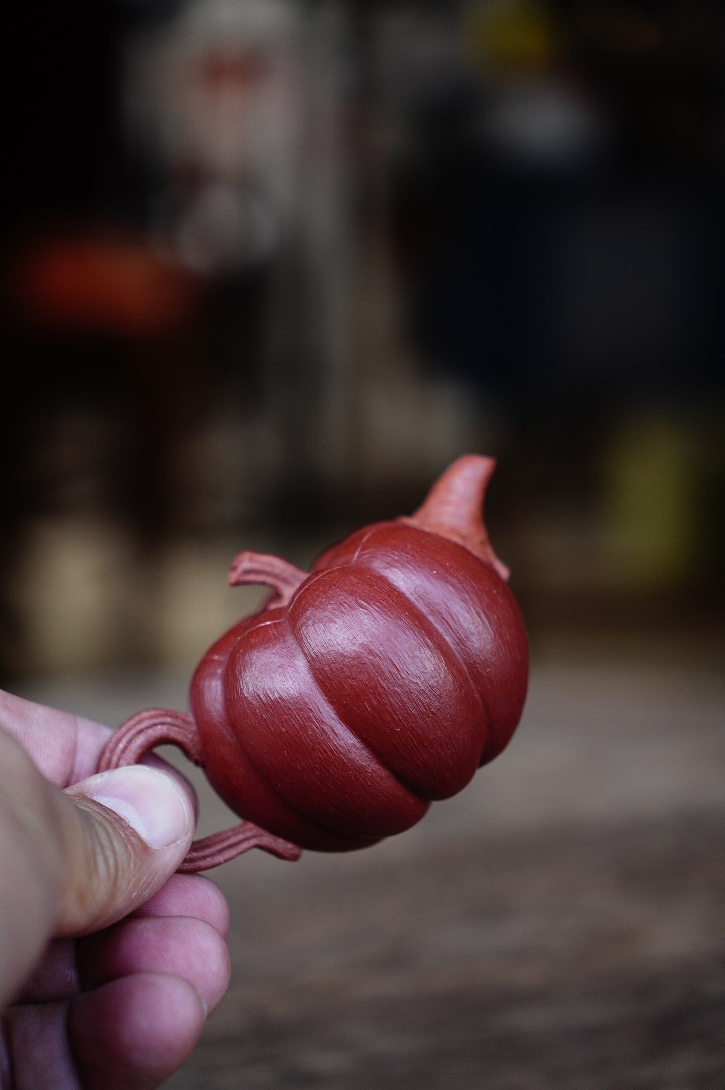 Handmade Yixing Red jianpo Clay zhuni Pumpkin Teapot, 60ml | Artistic Purple Clay Teapot, Gong Fu Cha, Unique Tea Ceremony