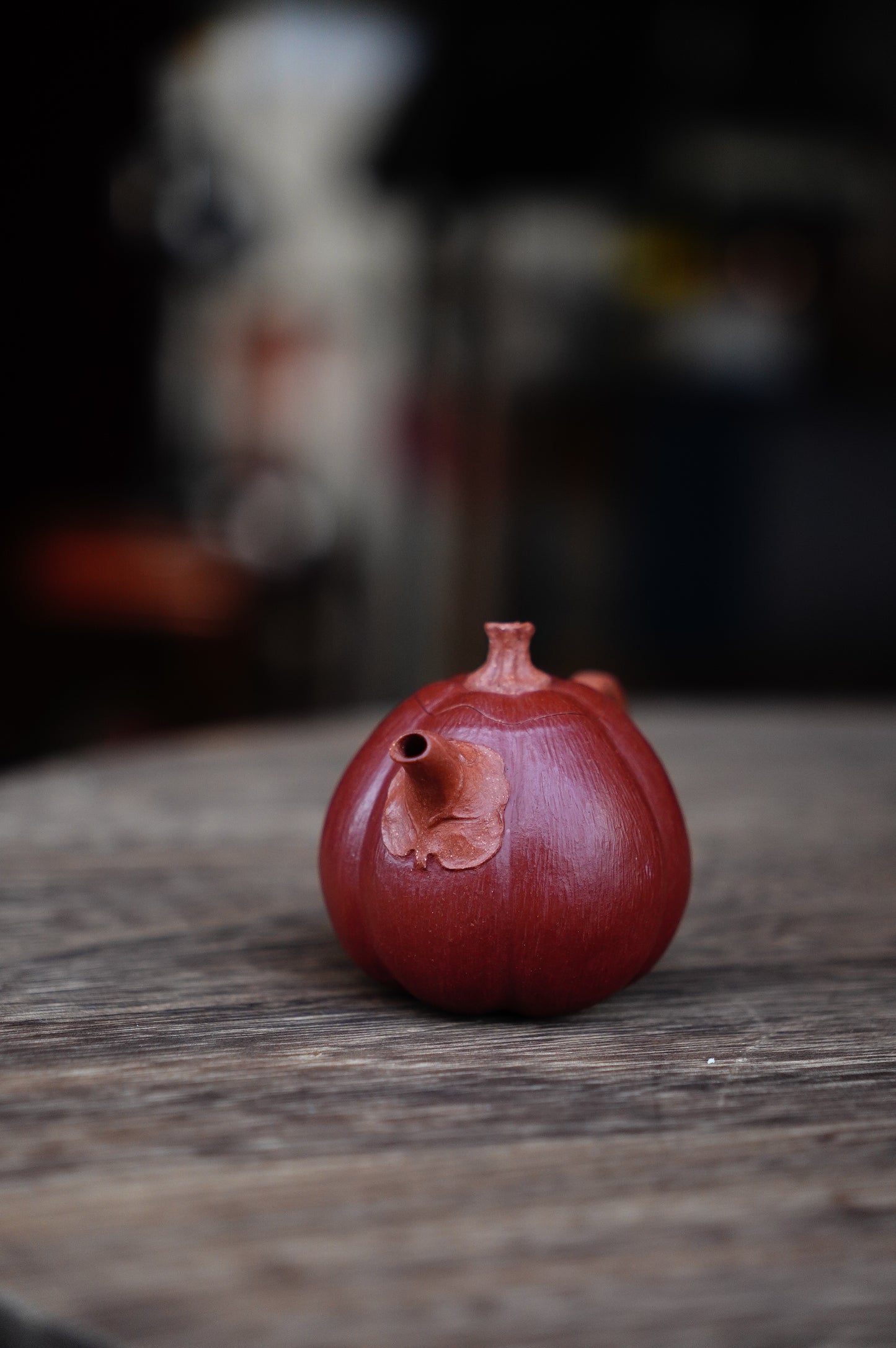 Handmade Yixing Red jiangpo and Zhu Ni Clay Pumpkin Teapot, 60ml | Artistic Purple Clay Teapot, Gong Fu Cha, Unique Tea Ceremony