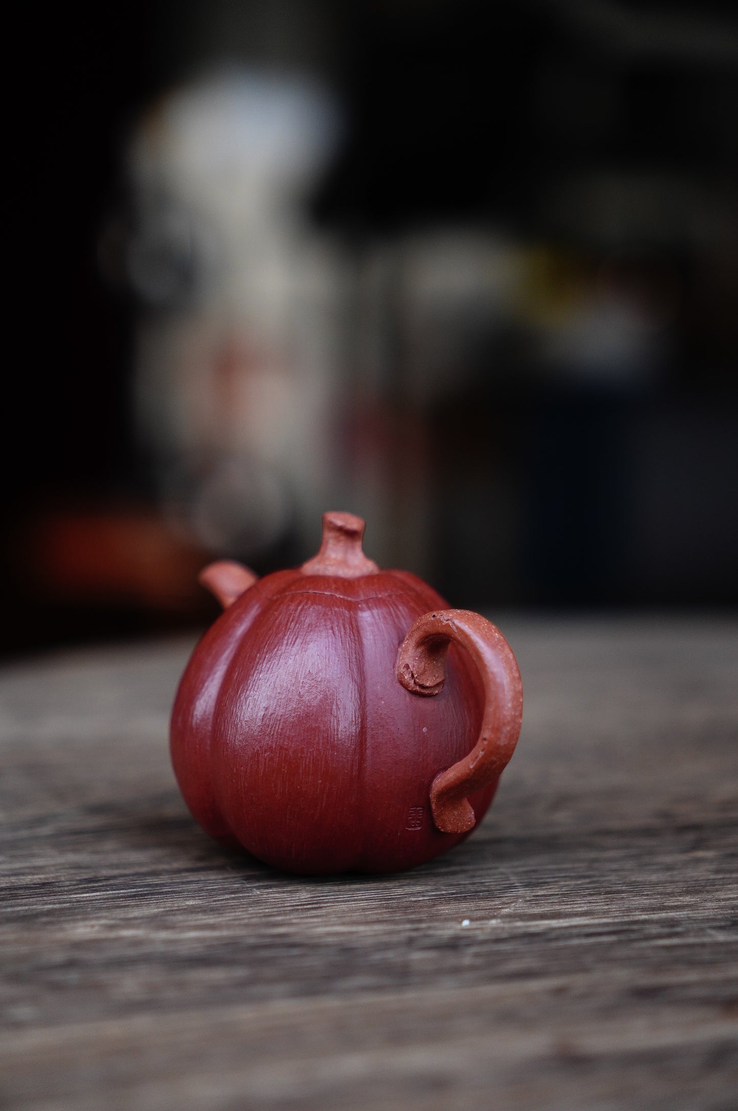 Handmade Yixing Red jiangpo and Zhu Ni Clay Pumpkin Teapot, 60ml | Artistic Purple Clay Teapot, Gong Fu Cha, Unique Tea Ceremony