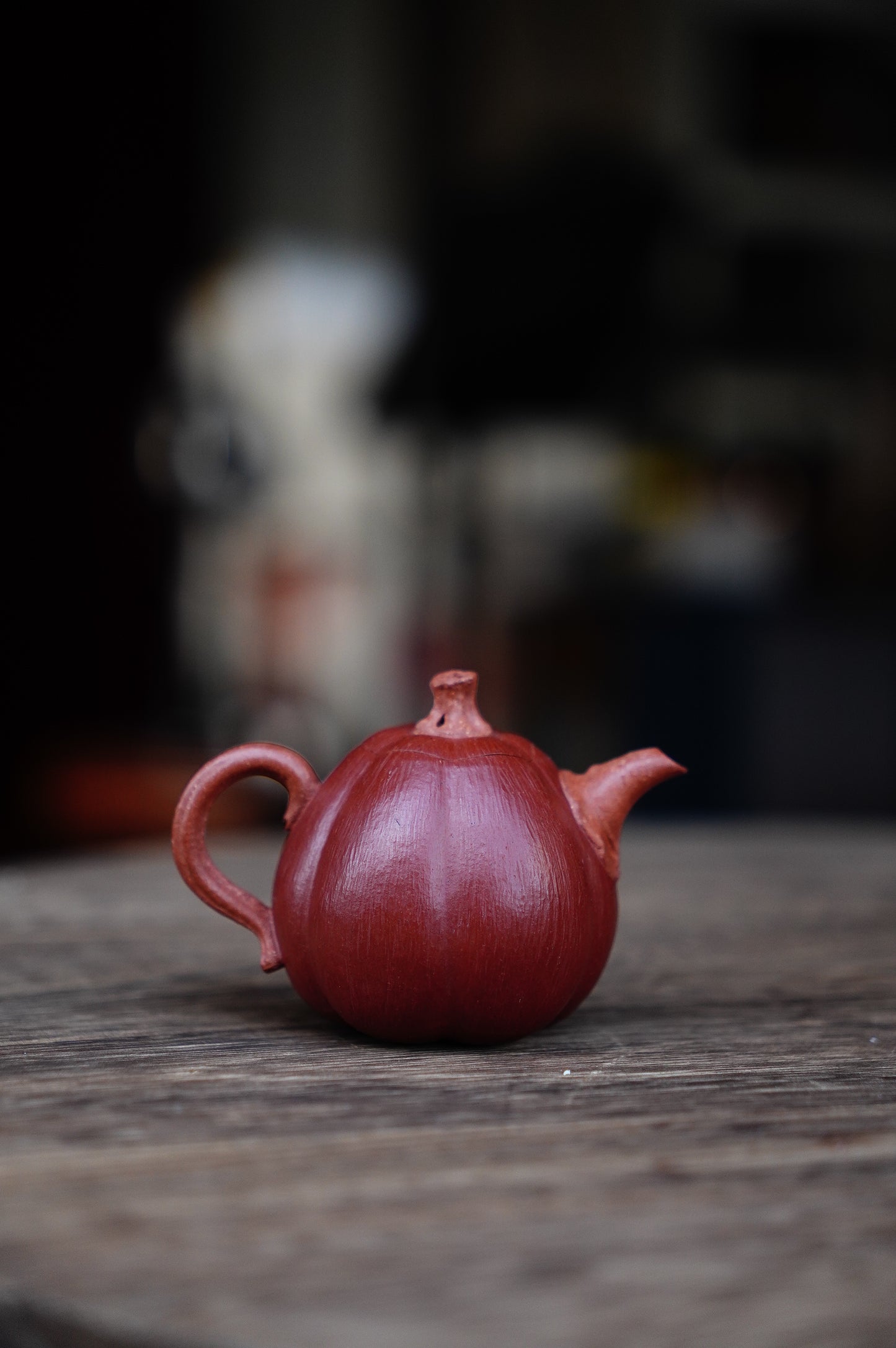 Handmade Yixing Red jiangpo and Zhu Ni Clay Pumpkin Teapot, 60ml | Artistic Purple Clay Teapot, Gong Fu Cha, Unique Tea Ceremony