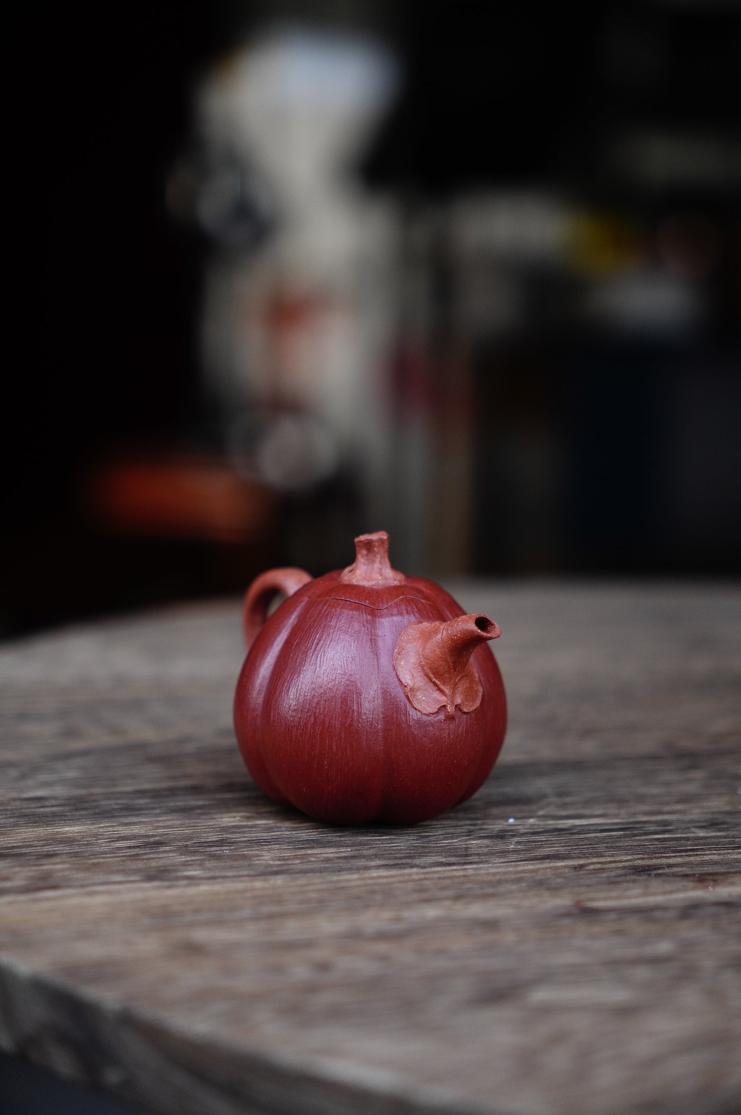 Handmade Yixing Red jiangpo and Zhu Ni Clay Pumpkin Teapot, 60ml | Artistic Purple Clay Teapot, Gong Fu Cha, Unique Tea Ceremony