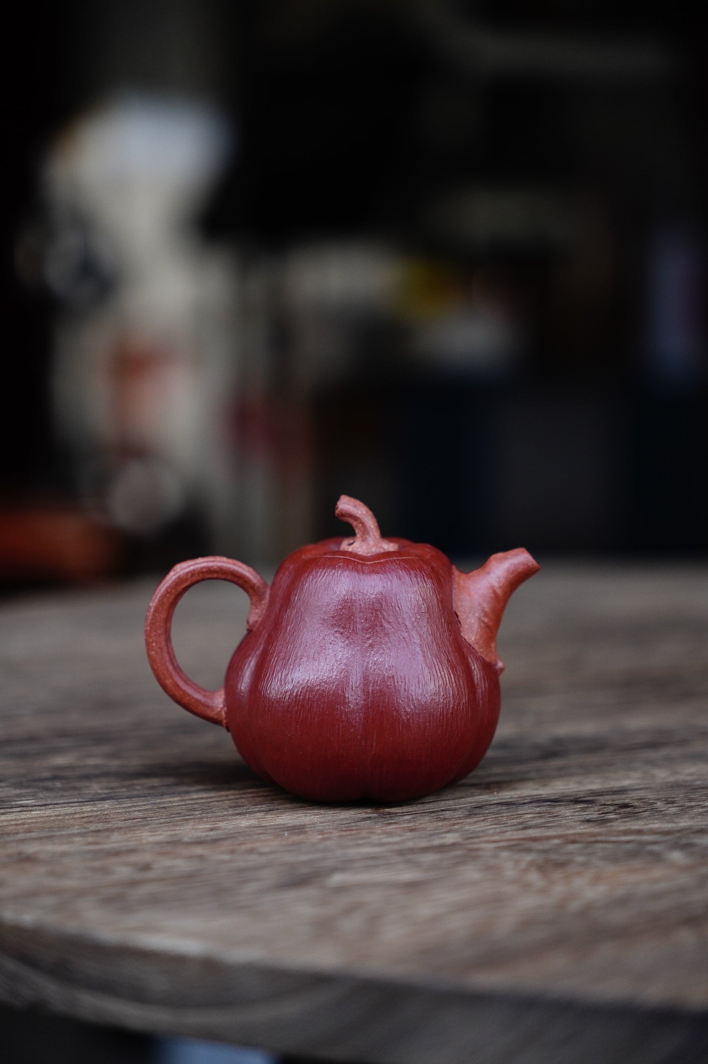 Handmade Yixing Zhu ni and red jiangpo clay Pumpkin Teapot, 60ml | Artistic Purple Clay Teapot, Gong Fu Cha, Unique Tea Ceremony
