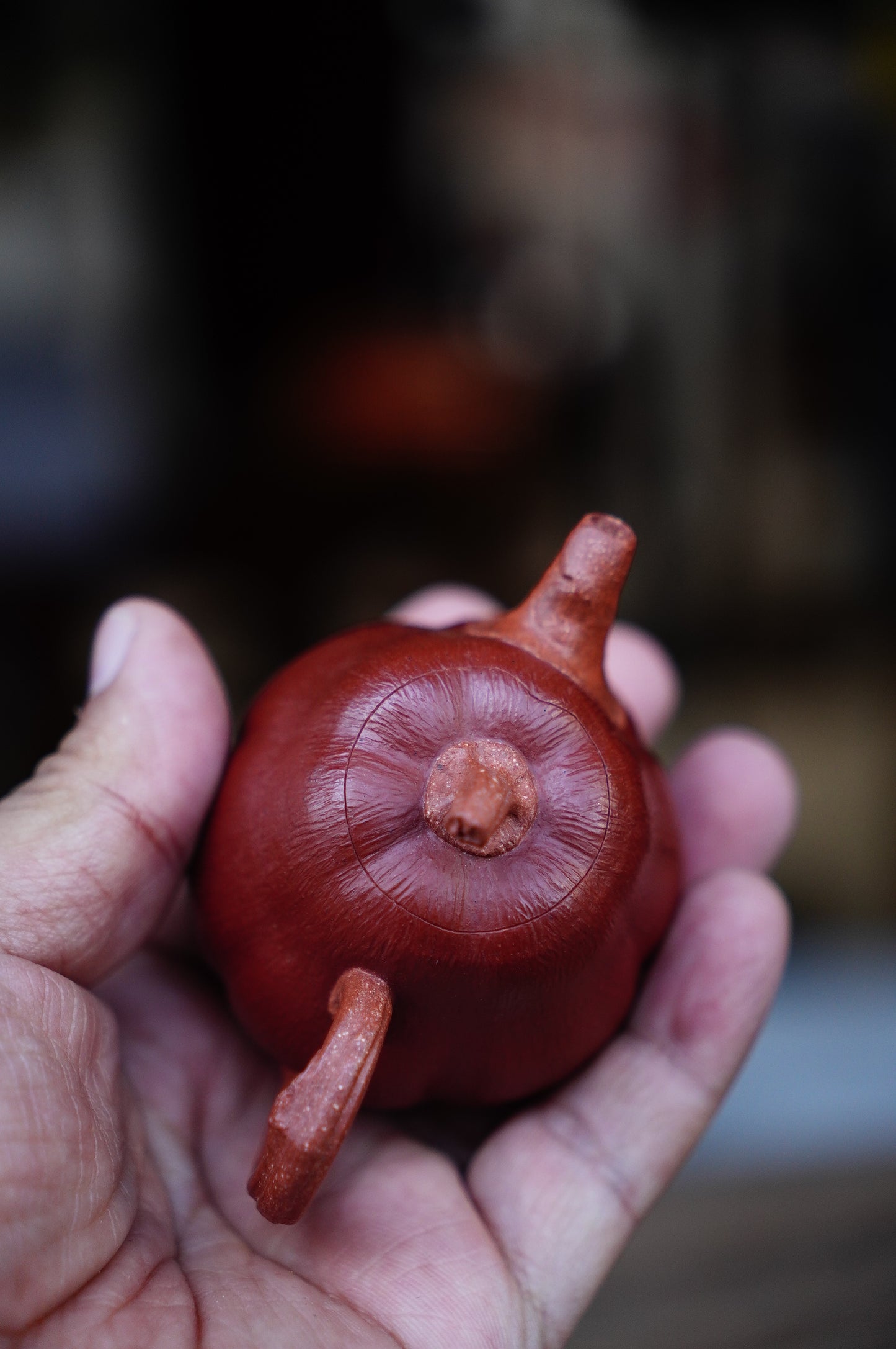 Handmade Yixing Zhu ni and red jiangpo clay Pumpkin Teapot, 60ml | Artistic Purple Clay Teapot, Gong Fu Cha, Unique Tea Ceremony