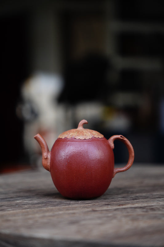 Handmade Yixing zisha clay persimmon teapot 100ml