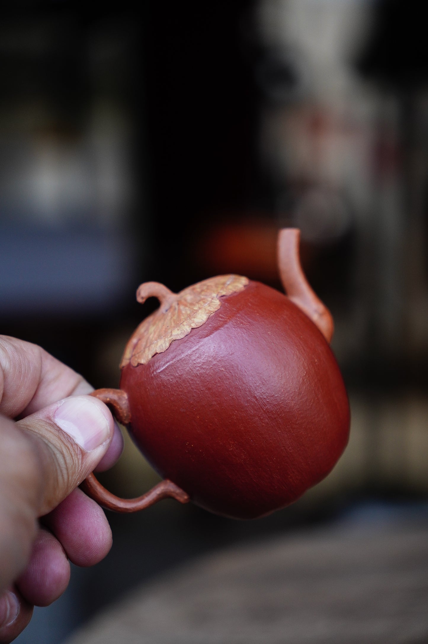 Handmade Yixing zisha clay persimmon teapot 100ml