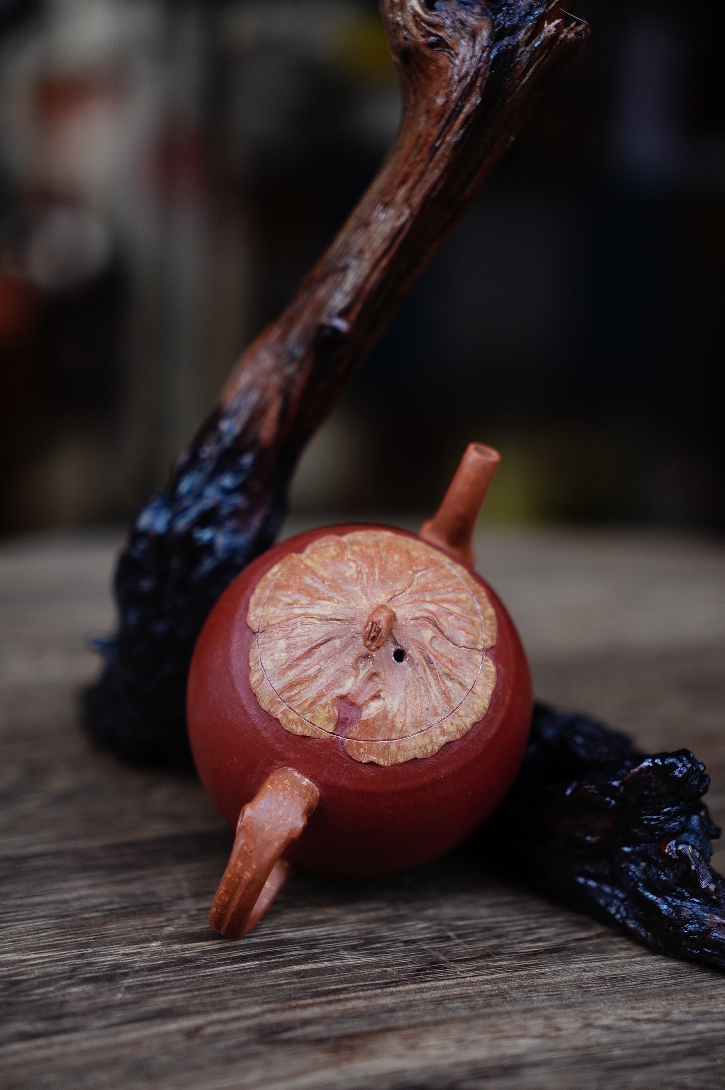 Handmade Yixing zisha clay persimmon teapot 100ml