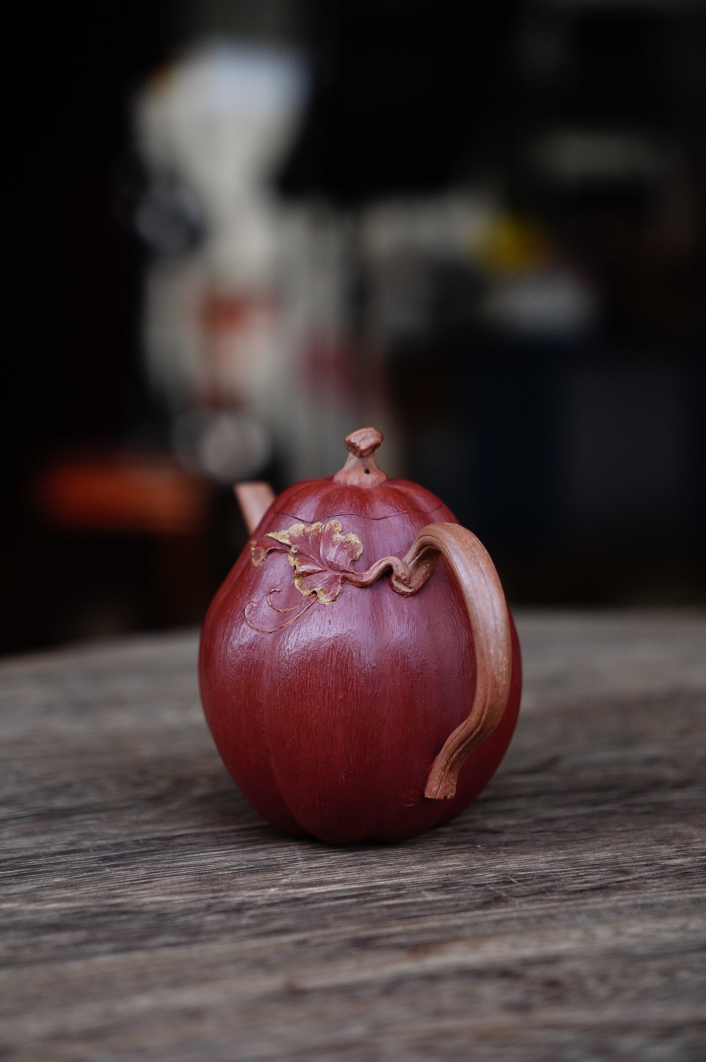 Handmade Yixing yellow duan and Da hong pao Clay Pumpkin Teapot, 160ml | Artistic Purple Clay Teapot, Gong Fu Cha, Unique Tea Ceremony