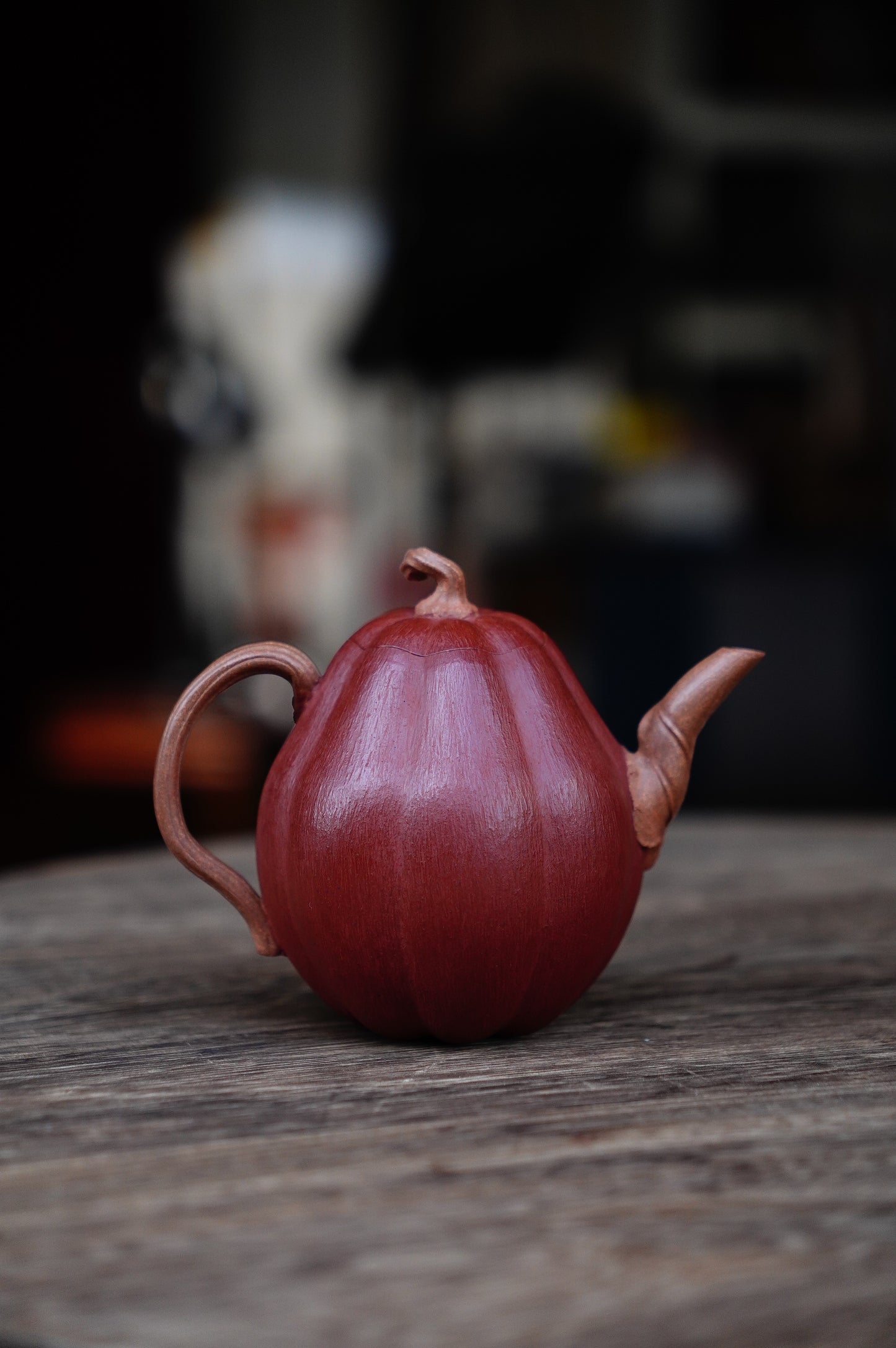 Handmade Yixing yellow duan and Da hong pao Clay Pumpkin Teapot, 160ml | Artistic Purple Clay Teapot, Gong Fu Cha, Unique Tea Ceremony