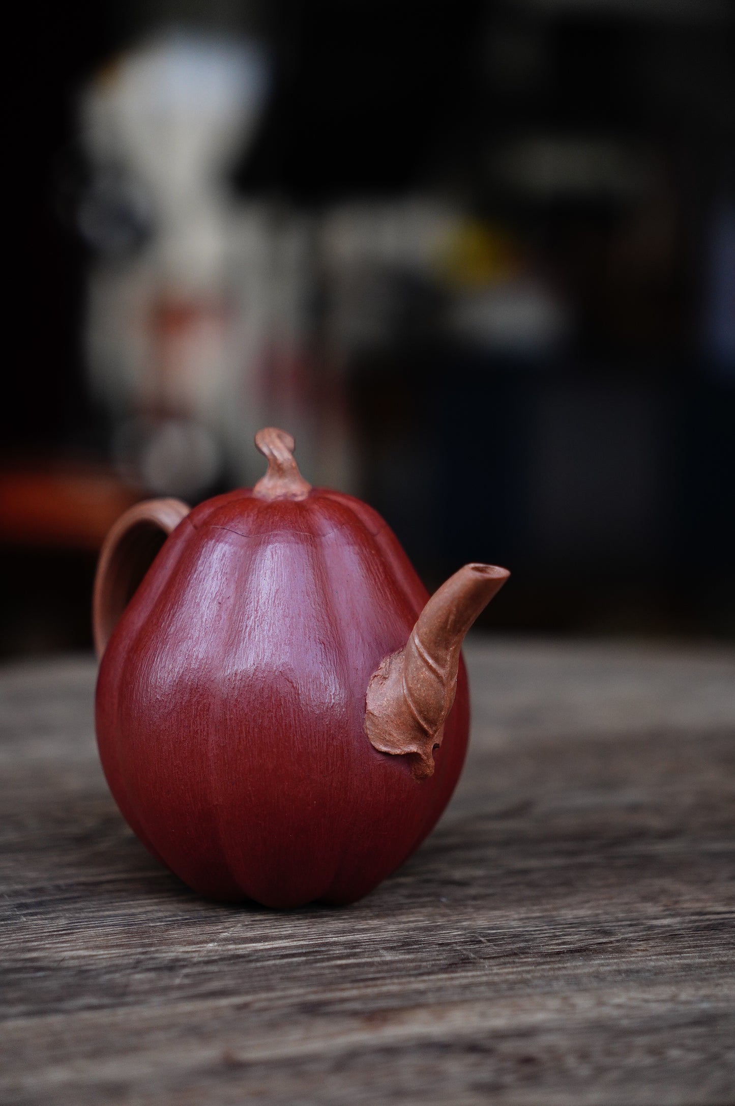 Handmade Yixing yellow duan and Da hong pao Clay Pumpkin Teapot, 160ml | Artistic Purple Clay Teapot, Gong Fu Cha, Unique Tea Ceremony