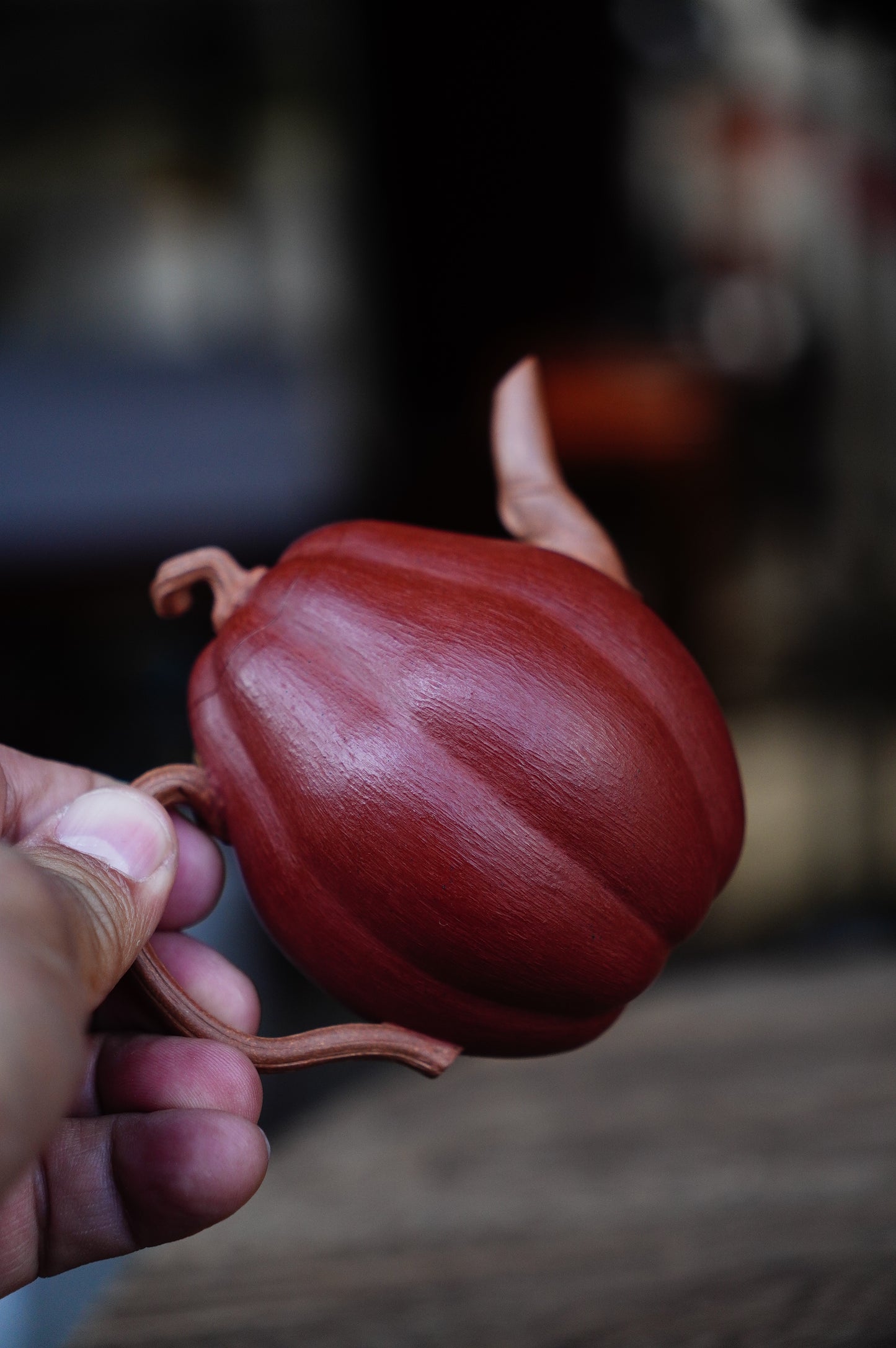 Handmade Yixing yellow duan and Da hong pao Clay Pumpkin Teapot, 160ml | Artistic Purple Clay Teapot, Gong Fu Cha, Unique Tea Ceremony
