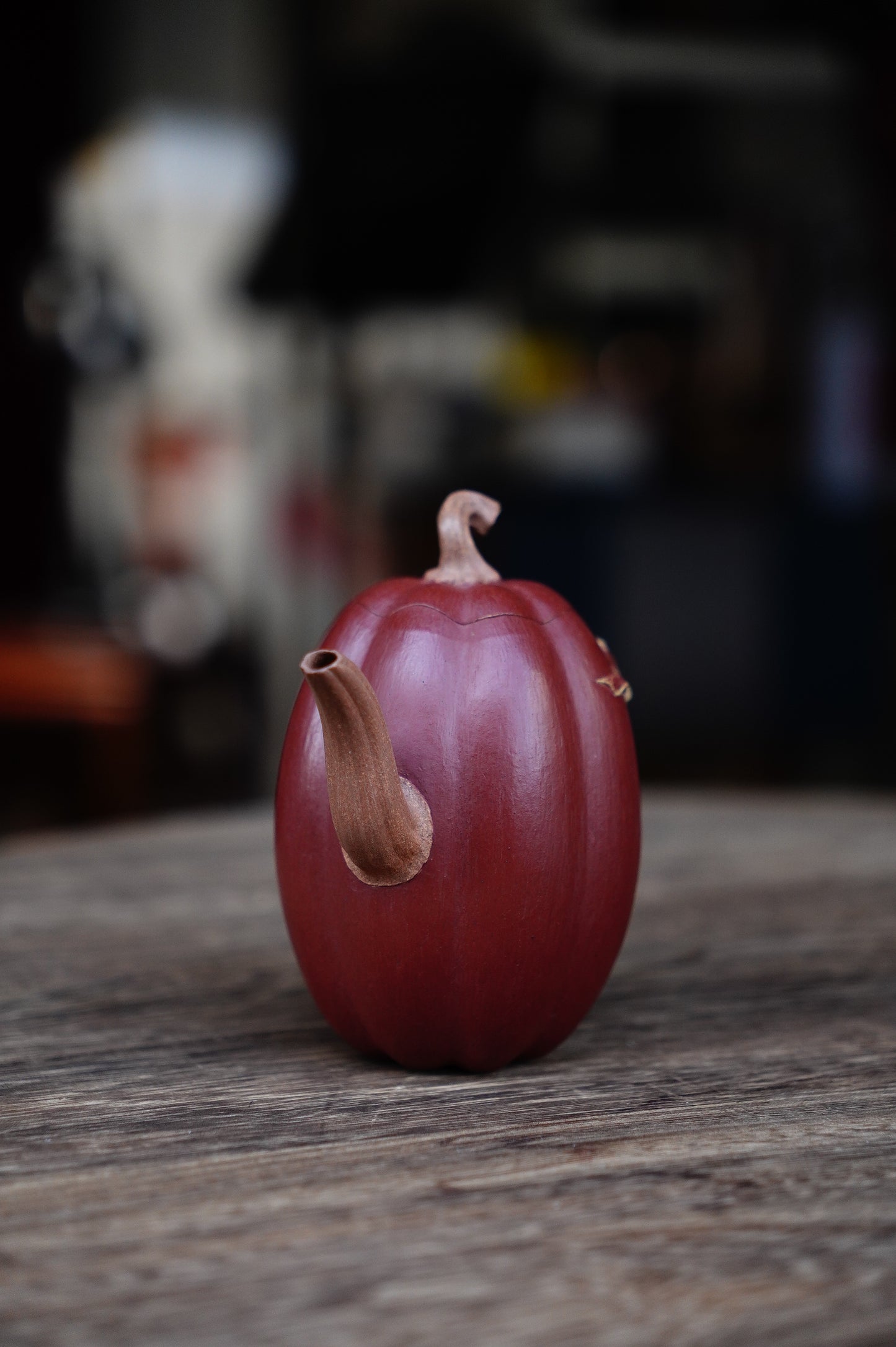Handmade Yixing Tellow jianpo clay and da hong pao Clay Pumpkin Teapot, 180ml | Artistic Purple Clay Teapot, Gong Fu Cha, Unique Tea Ceremony