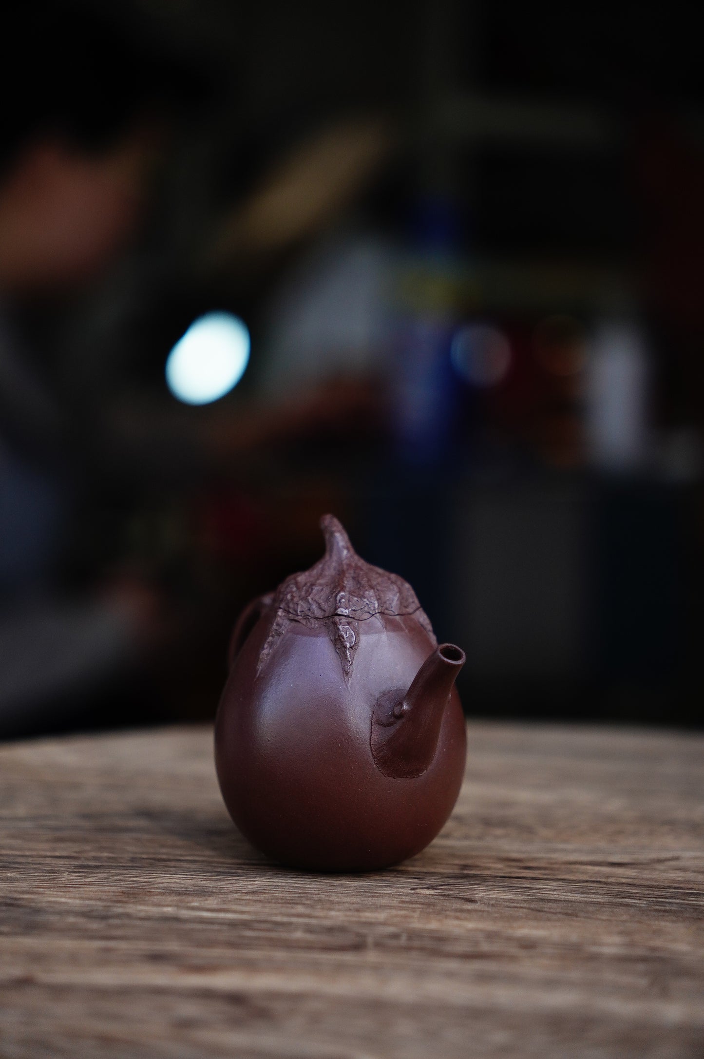 Incredibly Lifelike Aubergine Teapot | Fully Handmade Yixing Zisha Clay | Realistic Mimicry Art Pottery 100 ml purple clay