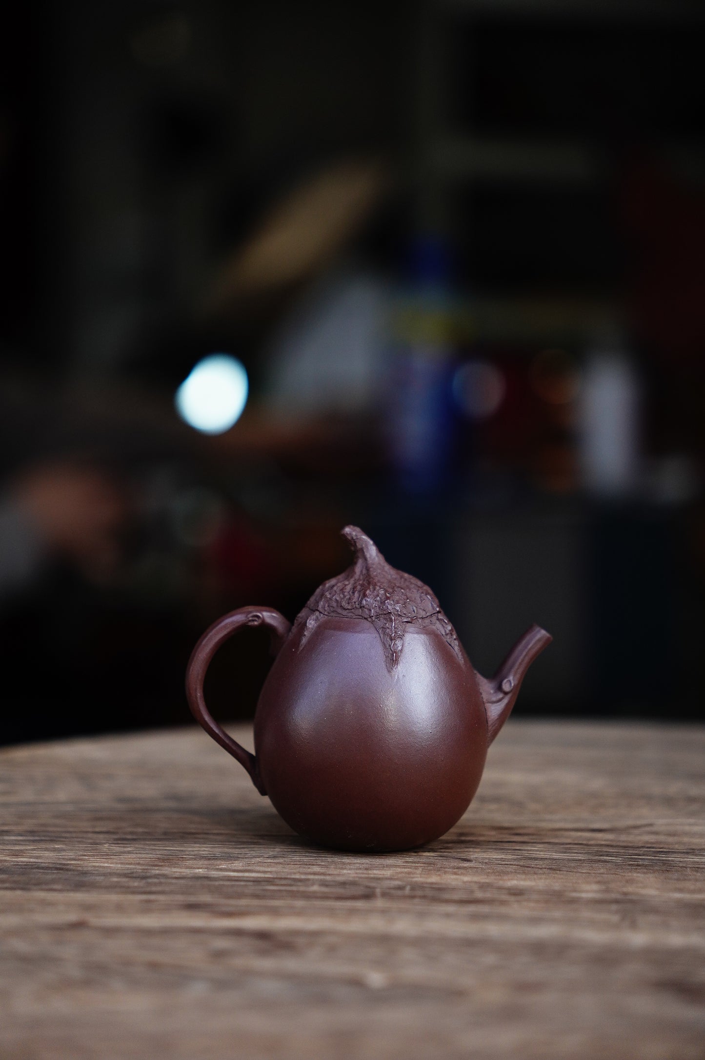 Incredibly Lifelike Aubergine Teapot | Fully Handmade Yixing Zisha Clay | Realistic Mimicry Art Pottery 100 ml purple clay