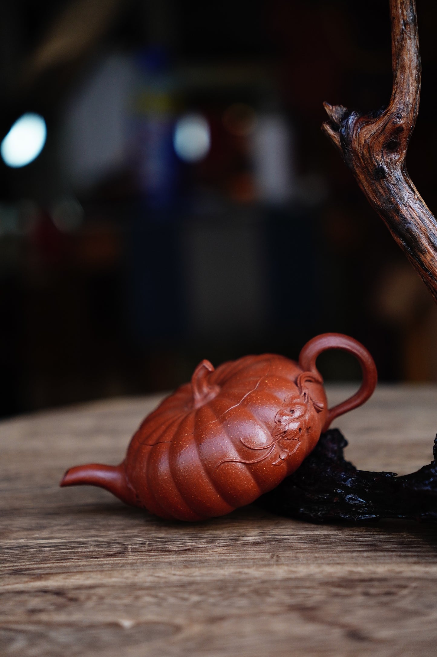Handmade Pumpkin teapot, Yellow Jiangpo clay 150ml Yixing Zisha clay