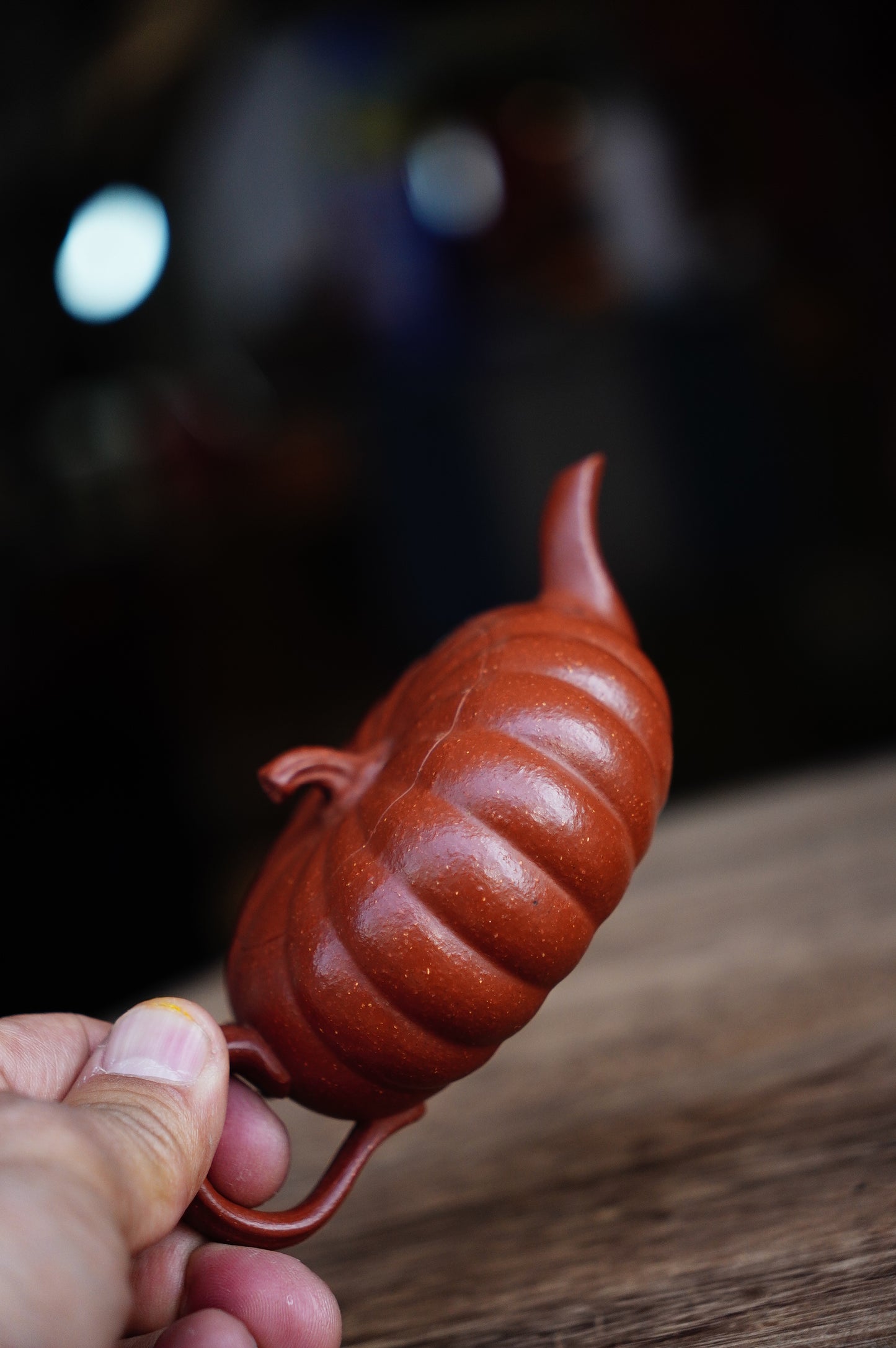 Handmade Pumpkin teapot, Yellow Jiangpo clay 150ml Yixing Zisha clay