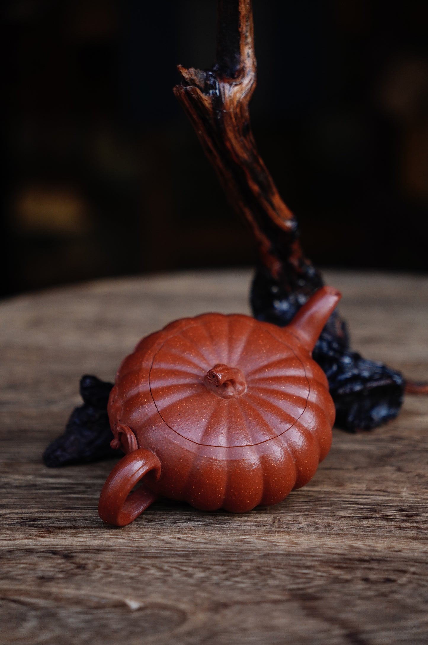Handmade Pumpkin teapot, Yellow Jiangpo clay 150ml Yixing Zisha clay