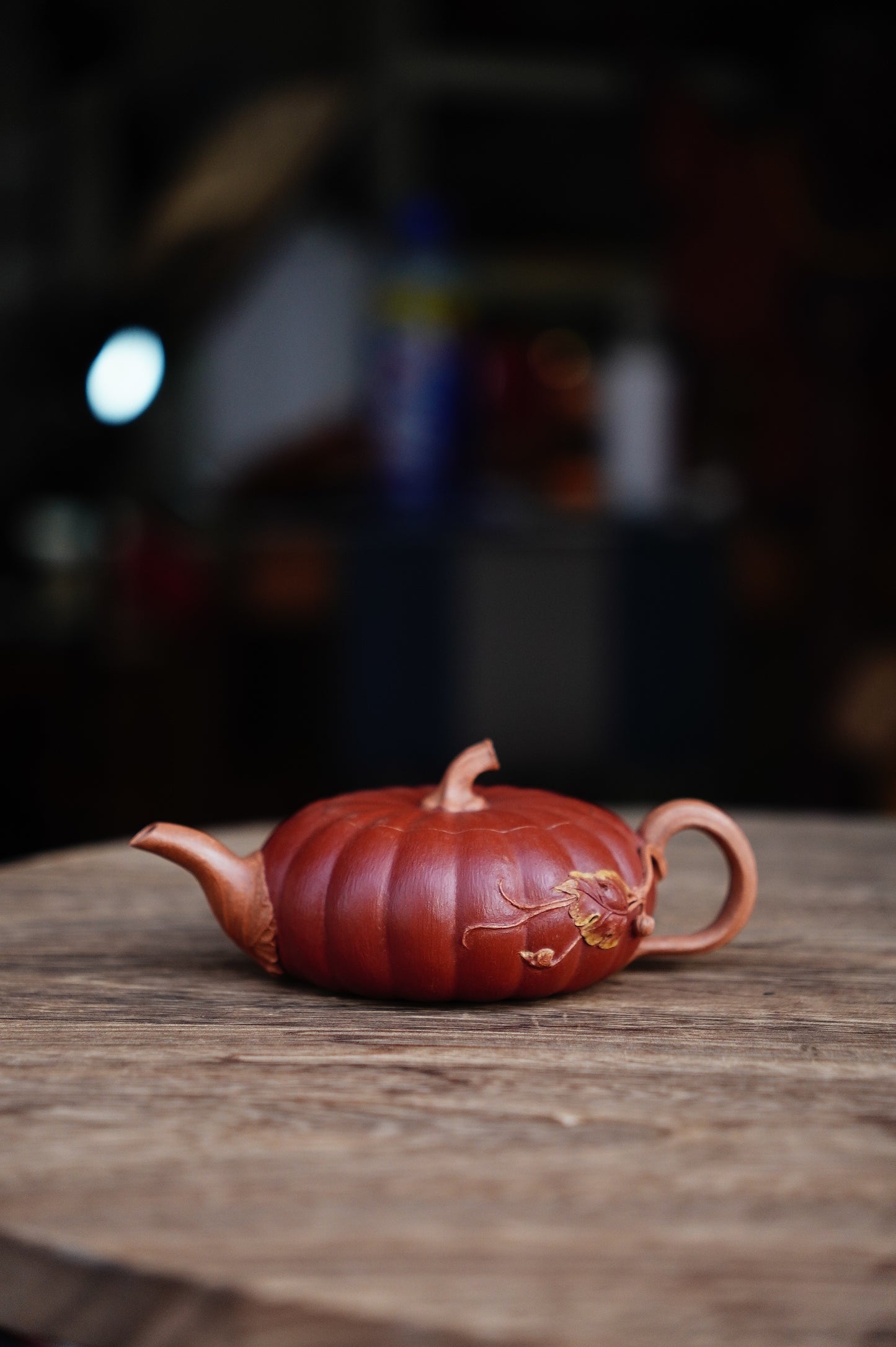 Handmade Pumpkin teapot, Yellow Jiangpo clay 150ml Yixing Zisha clay