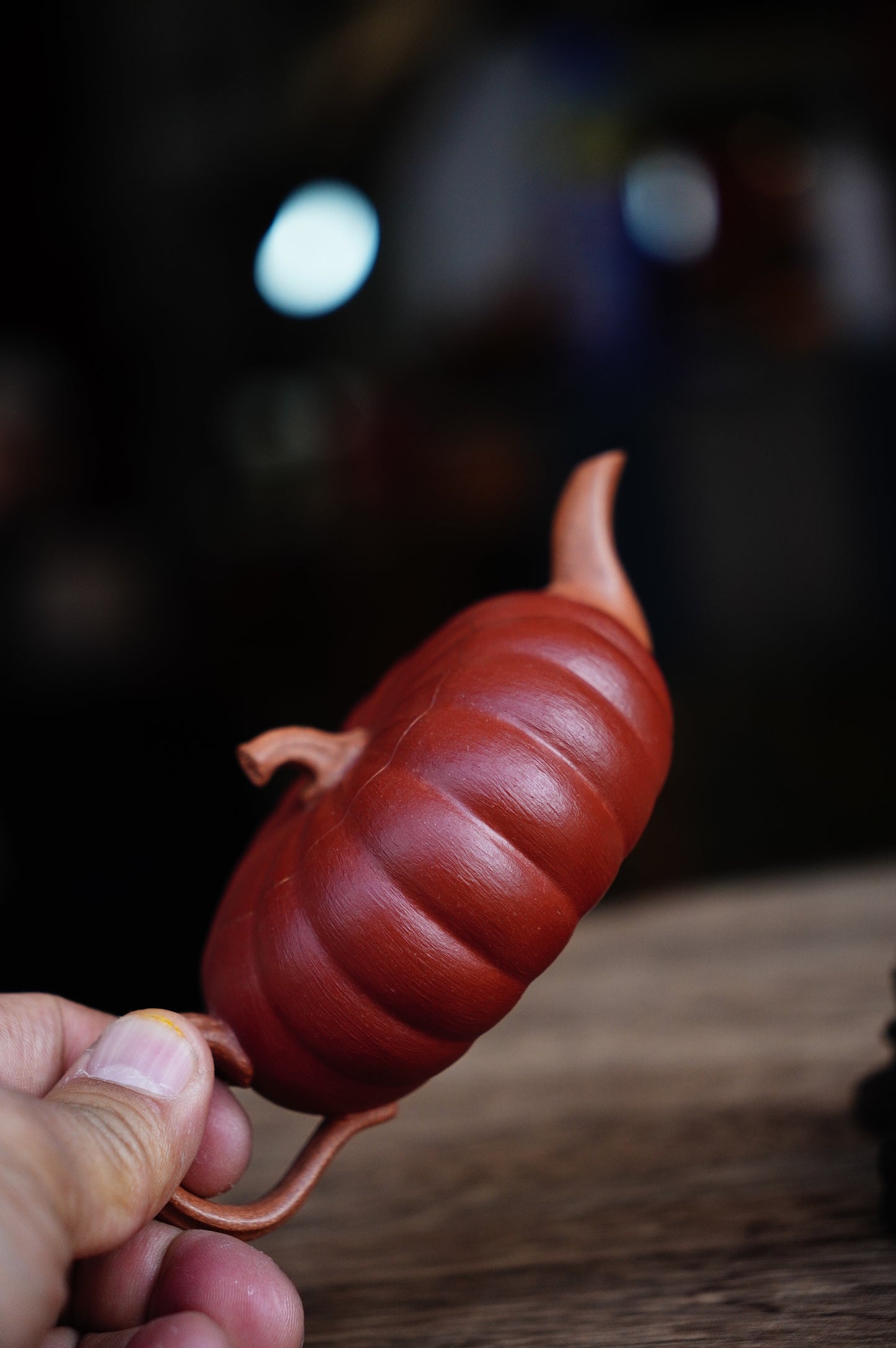 Handmade Pumpkin teapot, Yellow Jiangpo clay 150ml Yixing Zisha clay