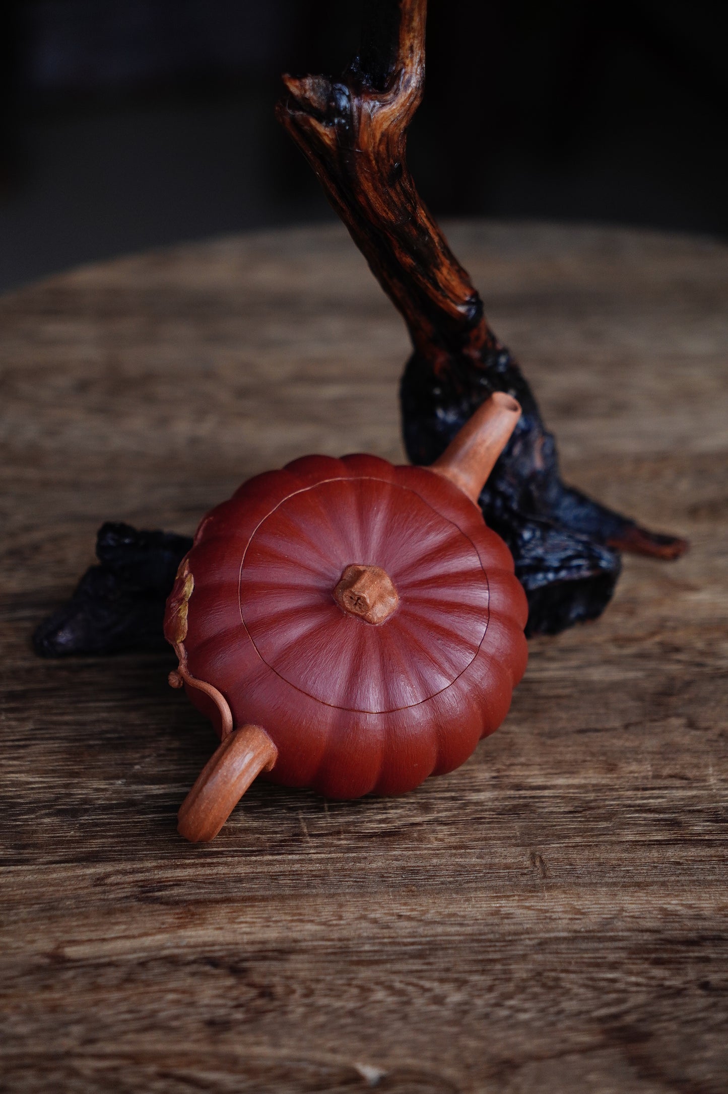 Handmade Pumpkin teapot, Yellow Jiangpo clay 150ml Yixing Zisha clay