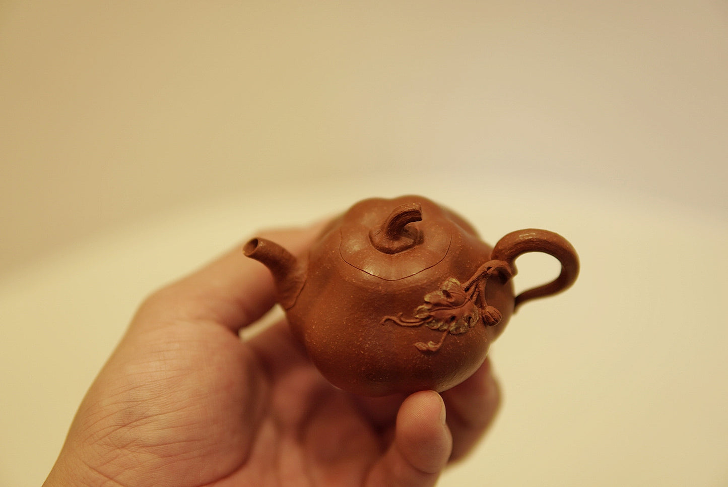 Yixing Zisha Mini Pumpkin Teapot | Nan Gua | Traditional Chinese Kung Fu Tea Pot | Hong Jiangpo Red Clay | 60 cc / 2.0 oz Tiny Teapot