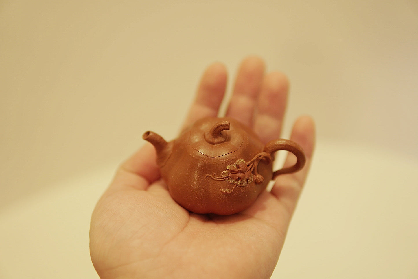 Yixing Zisha Mini Pumpkin Teapot | Nan Gua | Traditional Chinese Kung Fu Tea Pot | Hong Jiangpo Red Clay | 60 cc / 2.0 oz Tiny Teapot