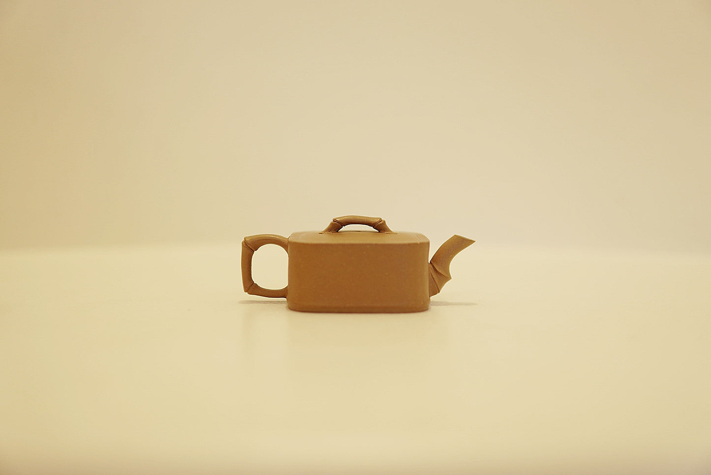 Yixing Zisha Square Bamboo Teapot | Si Fang Zhu | Traditional Chinese Kung Fu Tea Pot | Golden Duan Ni Clay | 70 ml / 2.4 oz Mini Teapot