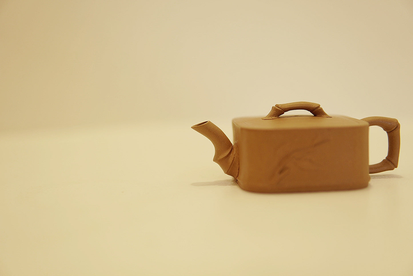 Yixing Zisha Square Bamboo Teapot | Si Fang Zhu | Traditional Chinese Kung Fu Tea Pot | Golden Duan Ni Clay | 70 ml / 2.4 oz Mini Teapot