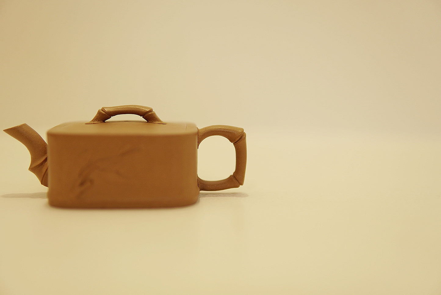 Yixing Zisha Square Bamboo Teapot | Si Fang Zhu | Traditional Chinese Kung Fu Tea Pot | Golden Duan Ni Clay | 70 ml / 2.4 oz Mini Teapot