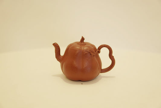 Handmade Yixing Zhu Ni Clay Pumpkin Teapot, 210ml | Artistic Purple Clay Teapot, Gong Fu Cha, Unique Tea Ceremony