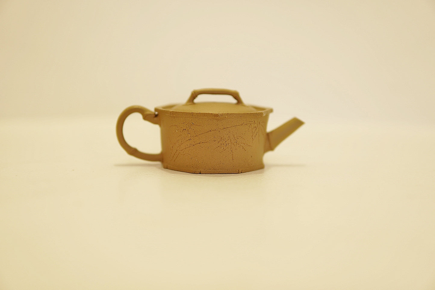 Miniature Golden Duan Ni Yixing Teapot - 70 ml Handmade  (Bafang Bamboo) Shape, Gongfu Tea Ceremony Pot, High Temperature Fired"
