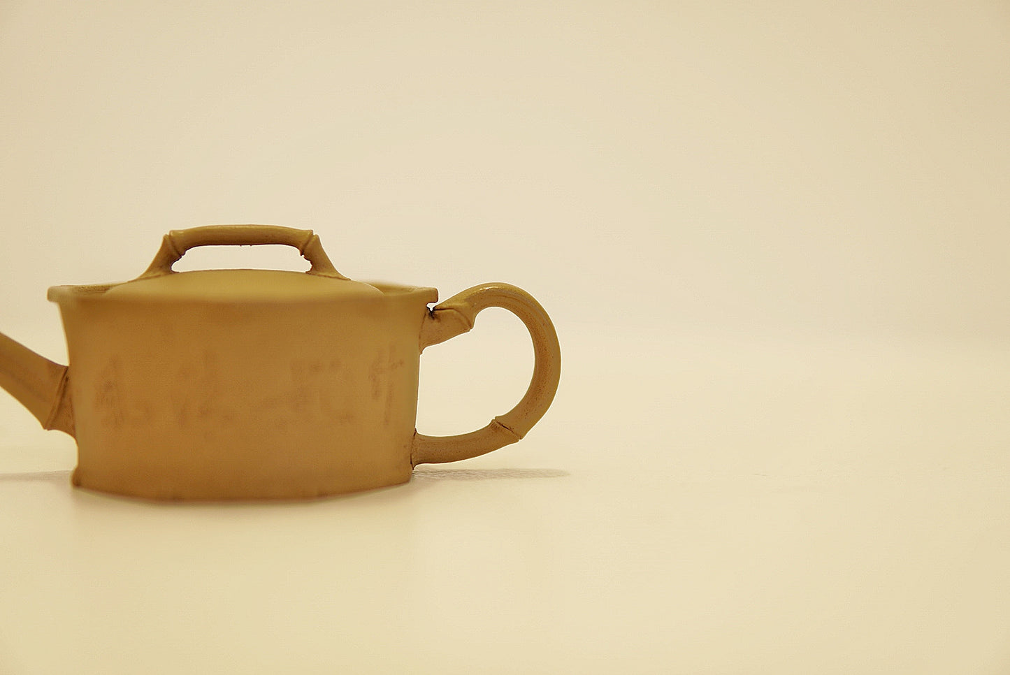 Miniature Golden Duan Ni Yixing Teapot - 70 ml Handmade  (Bafang Bamboo) Shape, Gongfu Tea Ceremony Pot, High Temperature Fired"