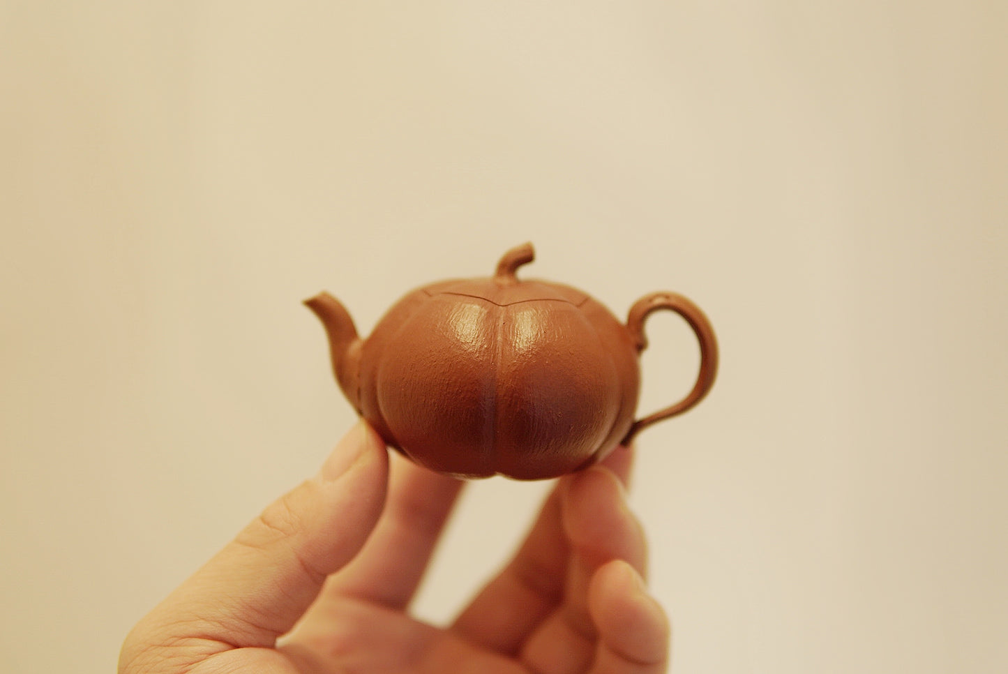 Yixing Zisha Mini Pumpkin Teapot | Nan Gua | Traditional Chinese Kung Fu Tea Pot | Hong Jiangpo Red Clay | 60 cc / 2.0 oz Tiny Teapot