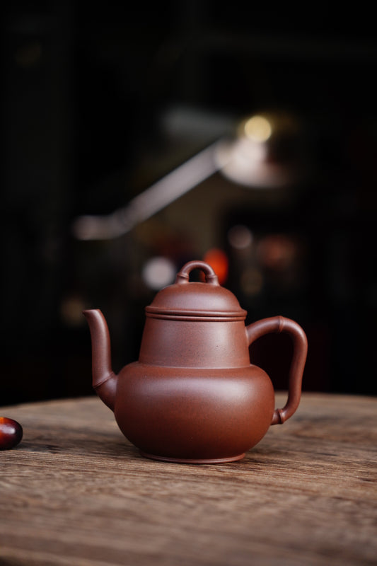 Handcrafted Buddha Belly Bamboo Yixing Teapot - Natural Zisha Clay, Chinese Tea Ceremony Artistry, Collectible Zen Gift 220ML