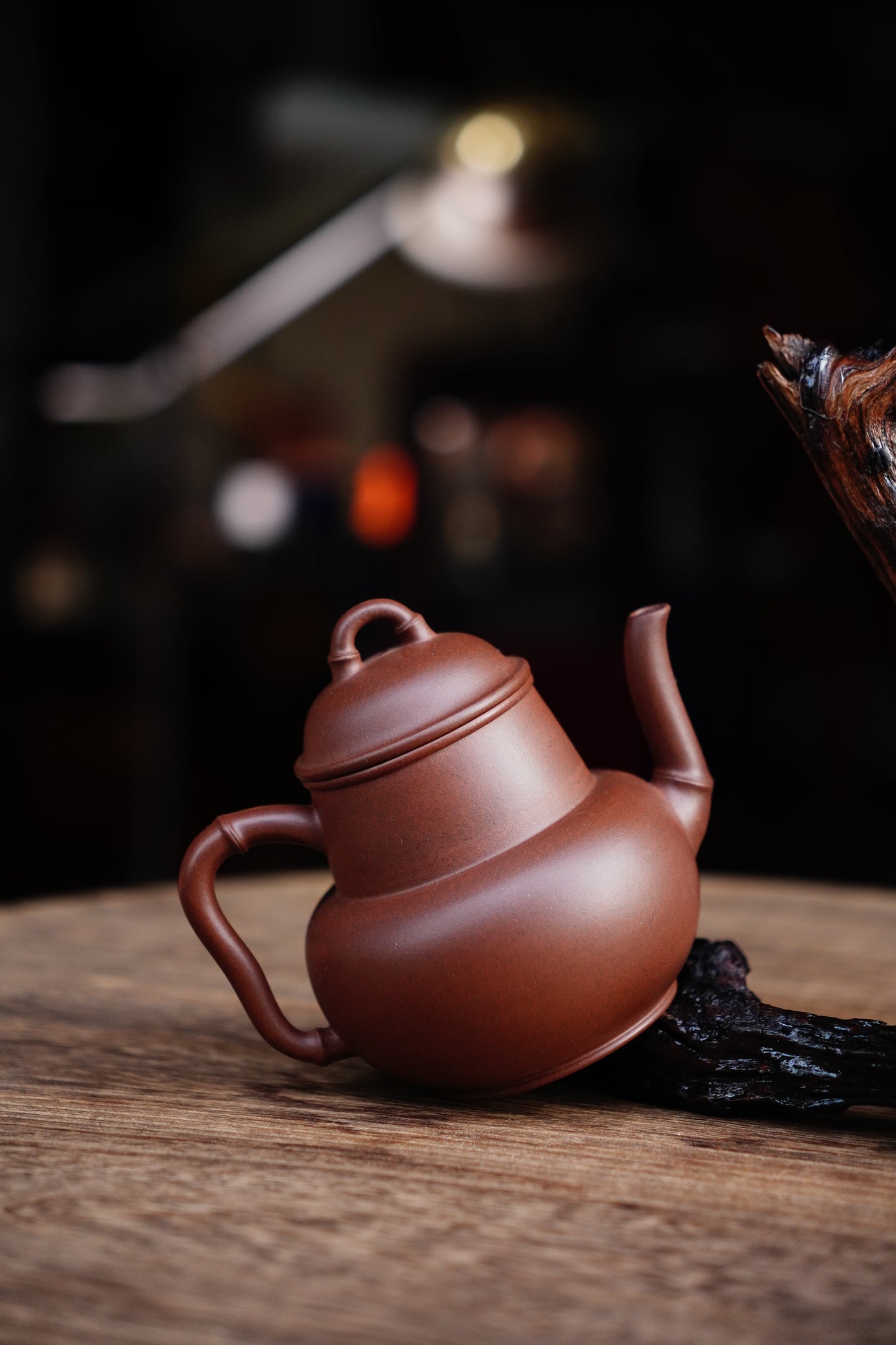 Handcrafted Buddha Belly Bamboo Yixing Teapot - Natural Zisha Clay, Chinese Tea Ceremony Artistry, Collectible Zen Gift 220ML