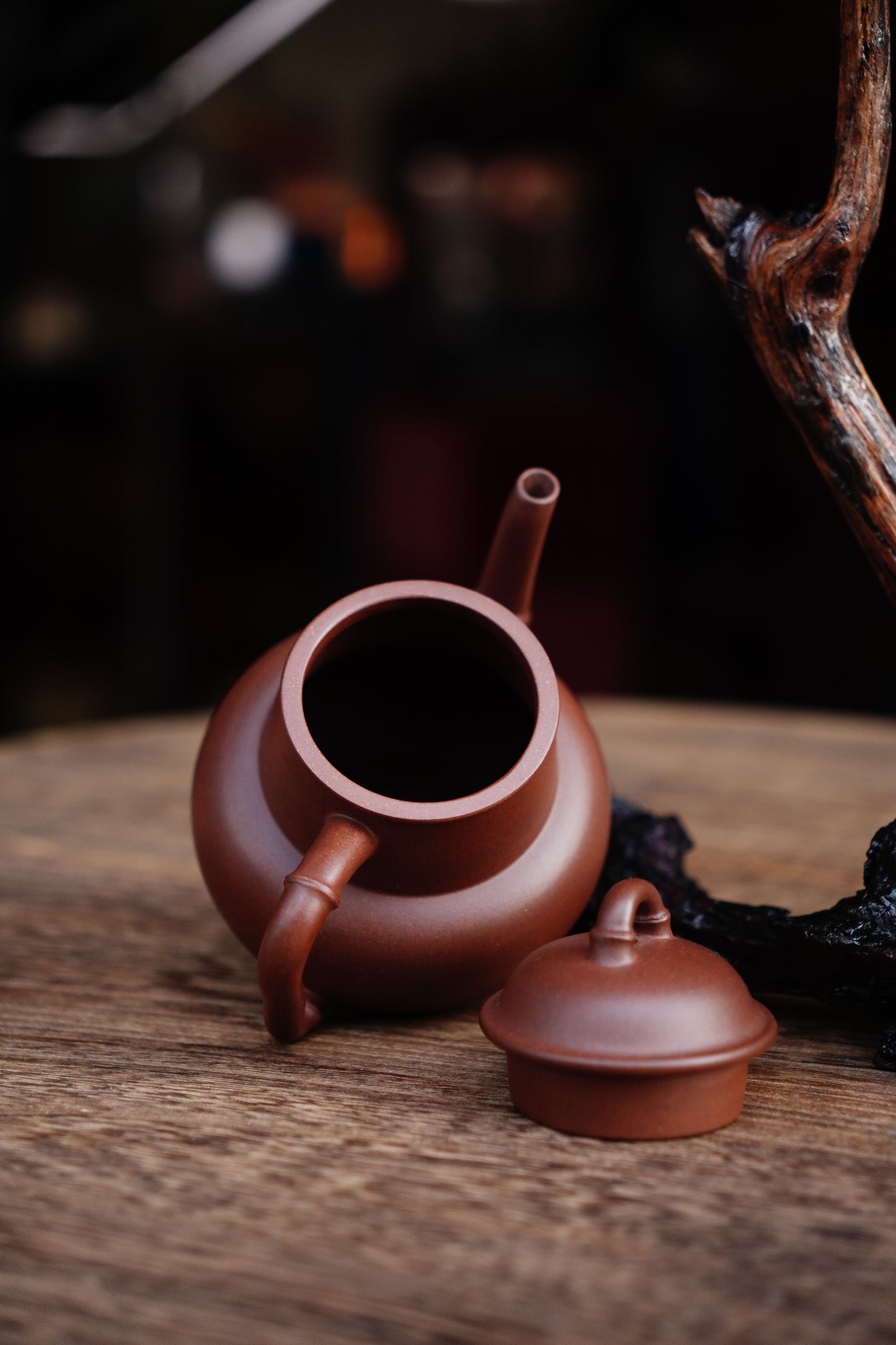 Handcrafted Buddha Belly Bamboo Yixing Teapot - Natural Zisha Clay, Chinese Tea Ceremony Artistry, Collectible Zen Gift 220ML