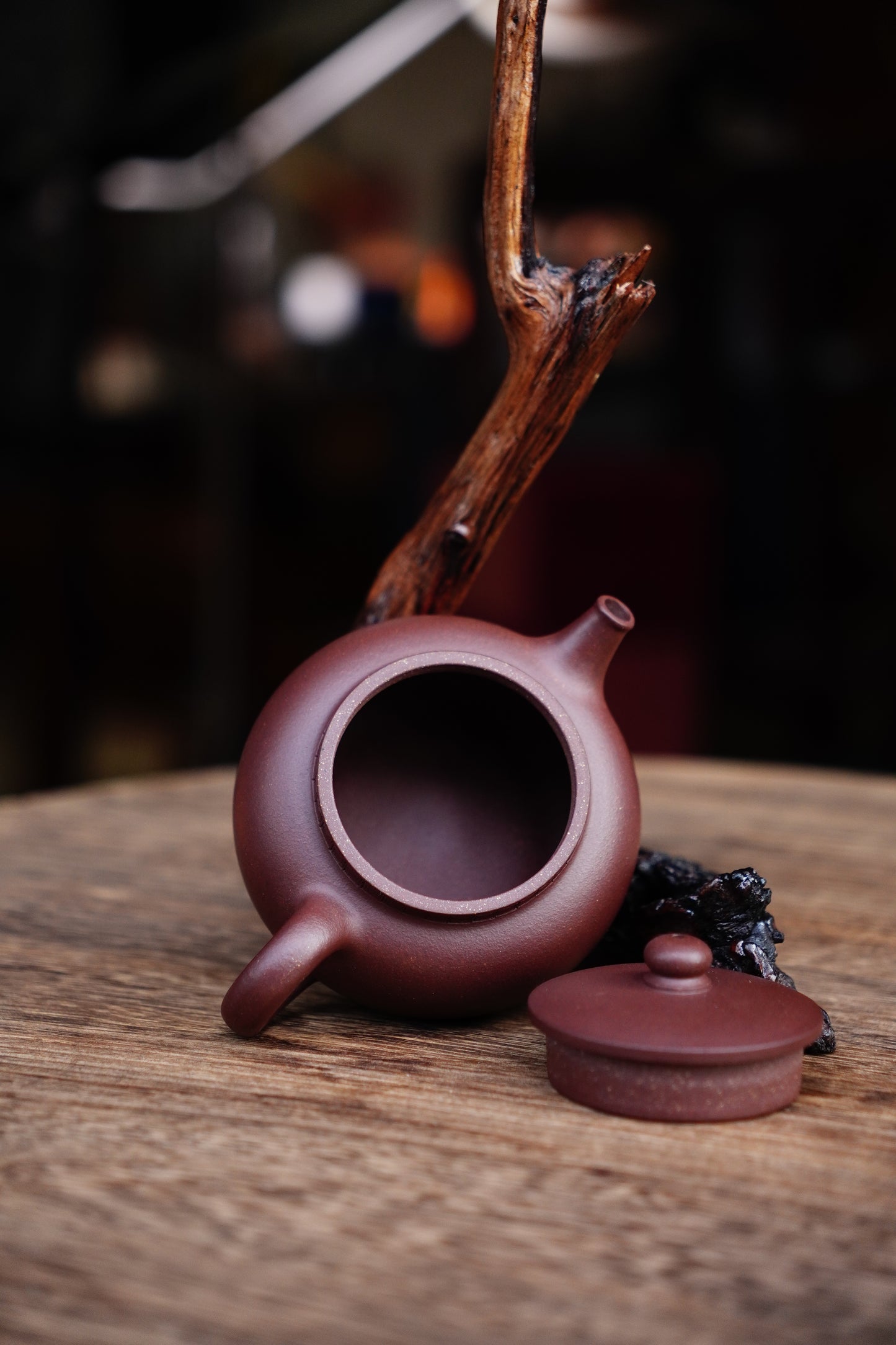 Handmade purple clay pingan teapot 170ml