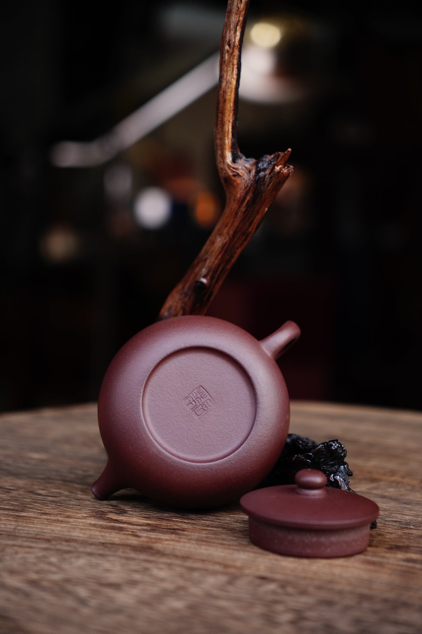Handmade purple clay pingan teapot 170ml