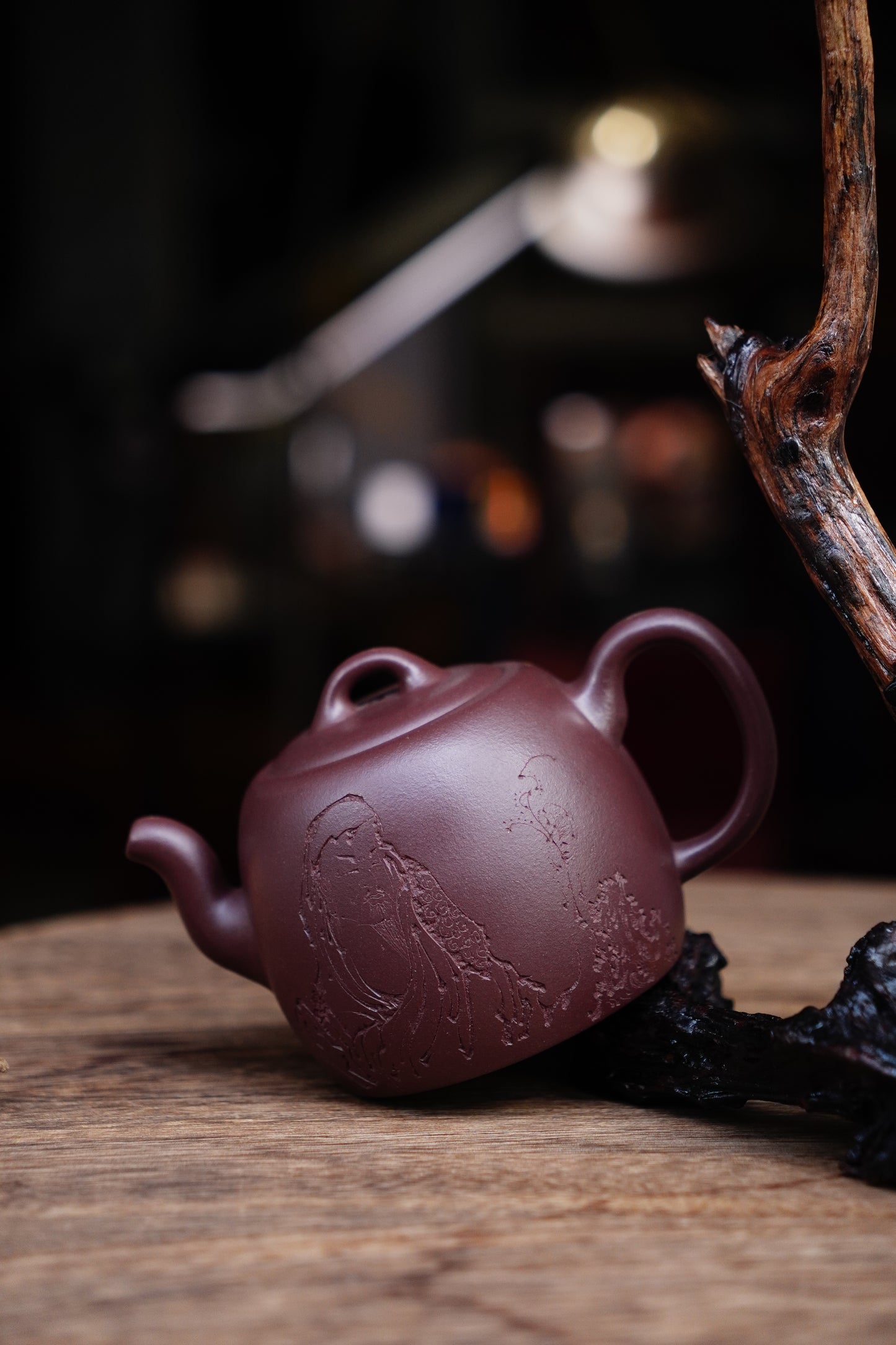 Full Handmade Handuo teapot purple clay 310ml