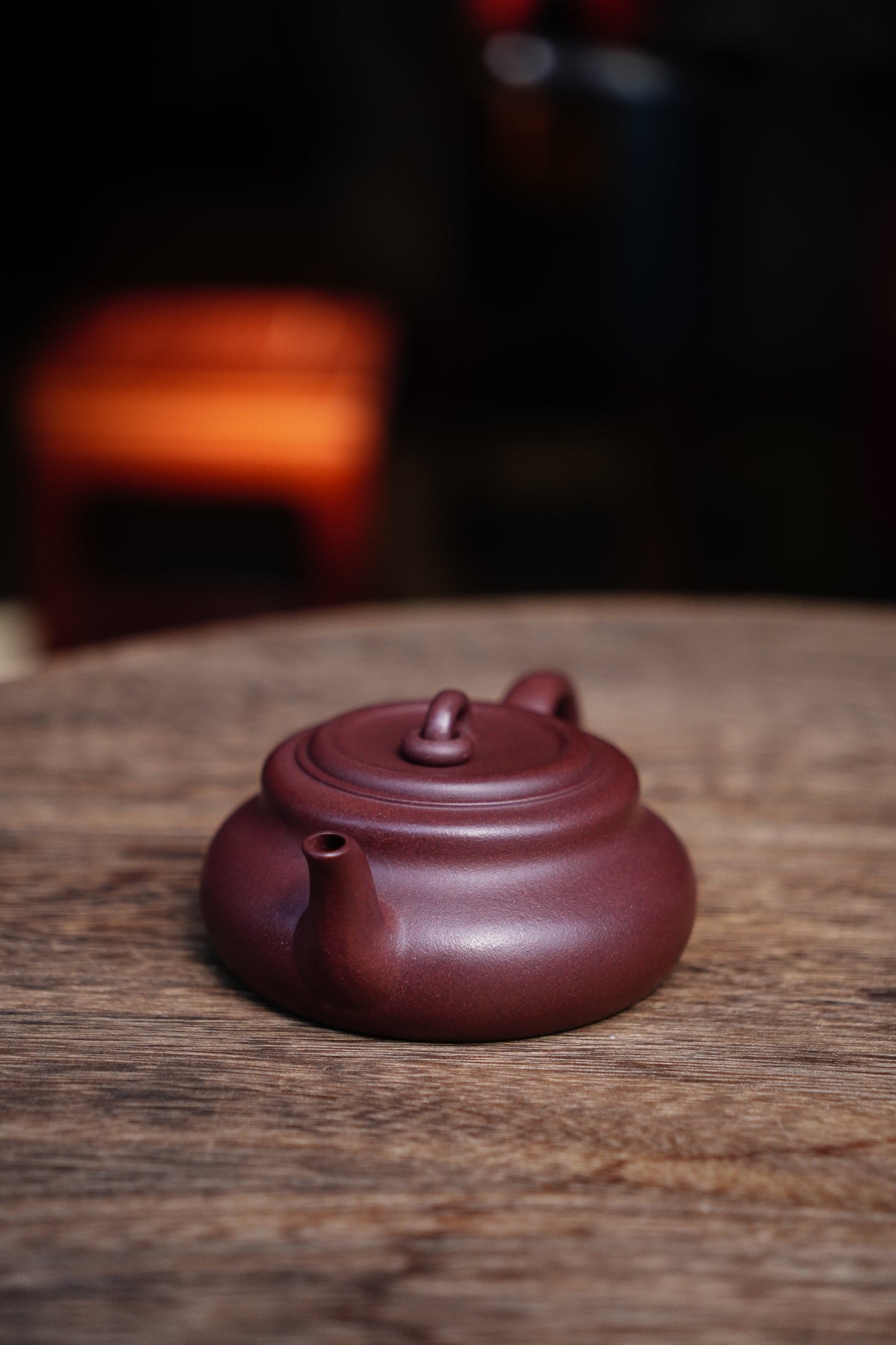 Handmade gourd teapot purple clay 130ml