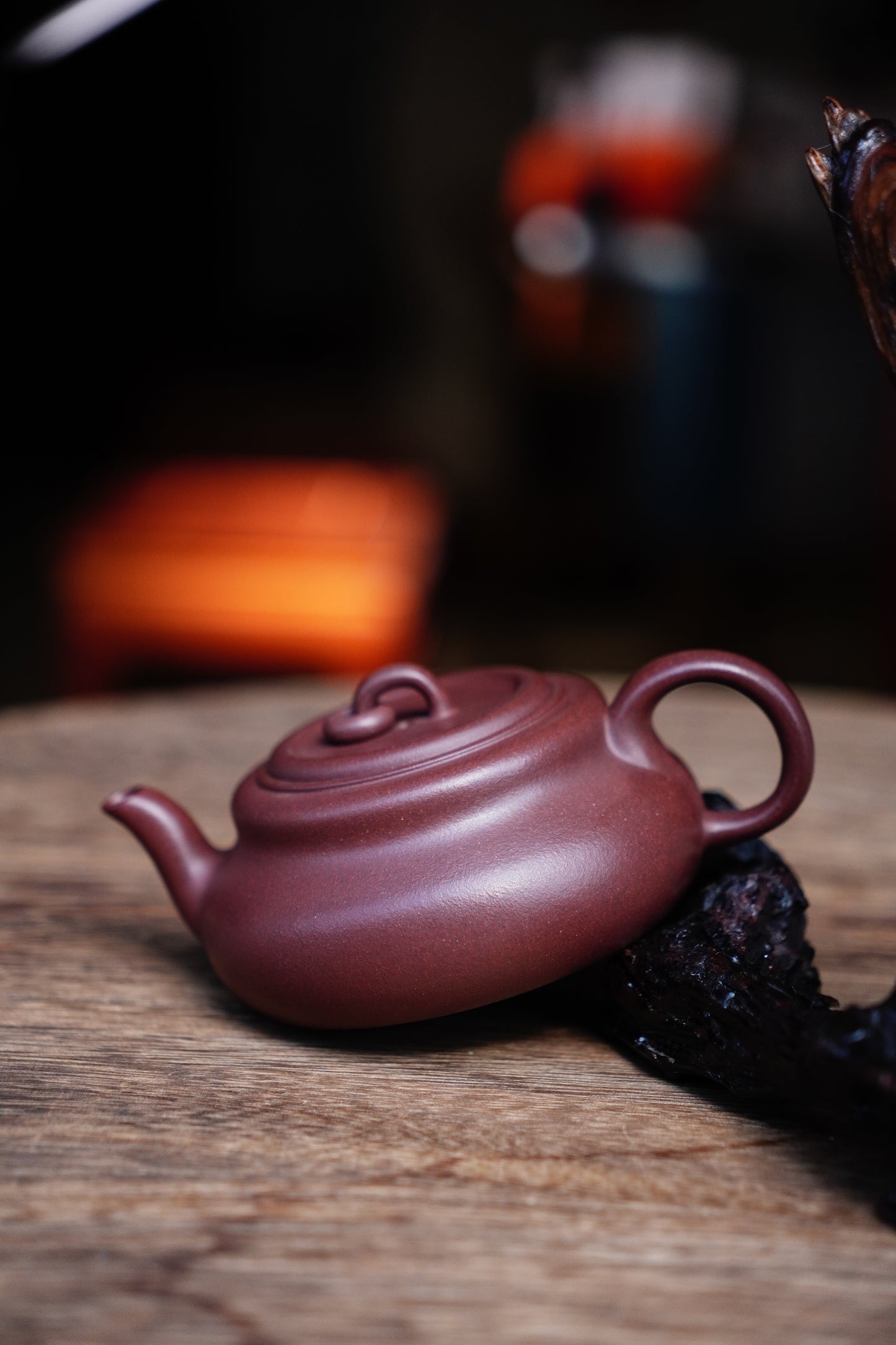 Handmade gourd teapot purple clay 130ml