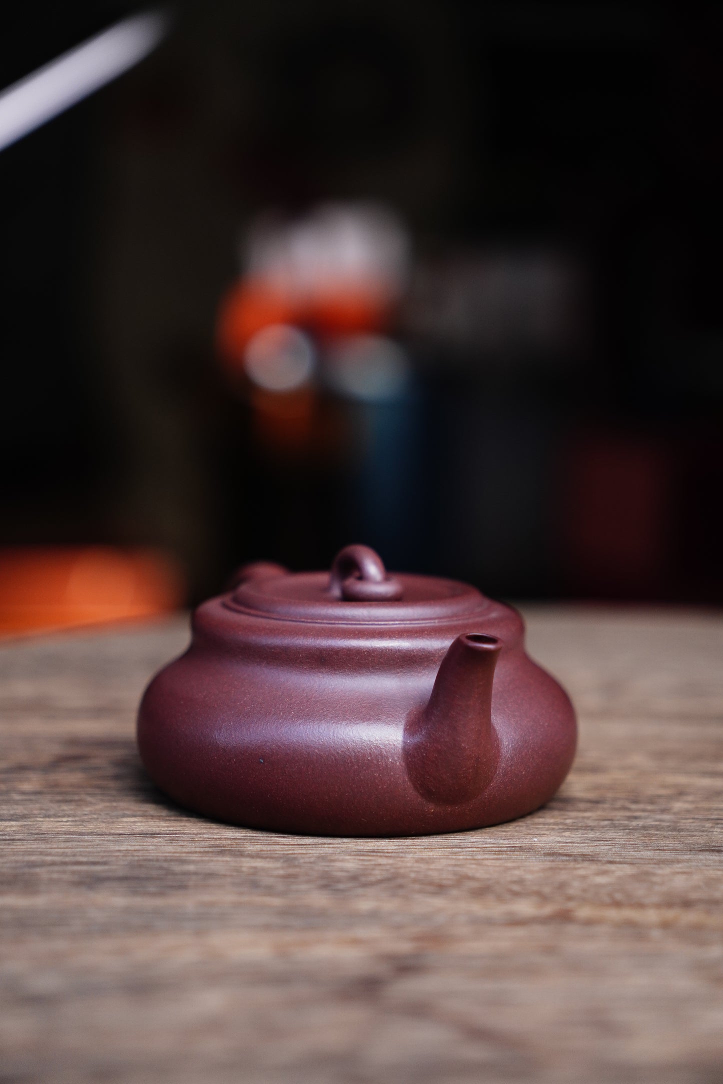 Handmade gourd teapot purple clay 130ml